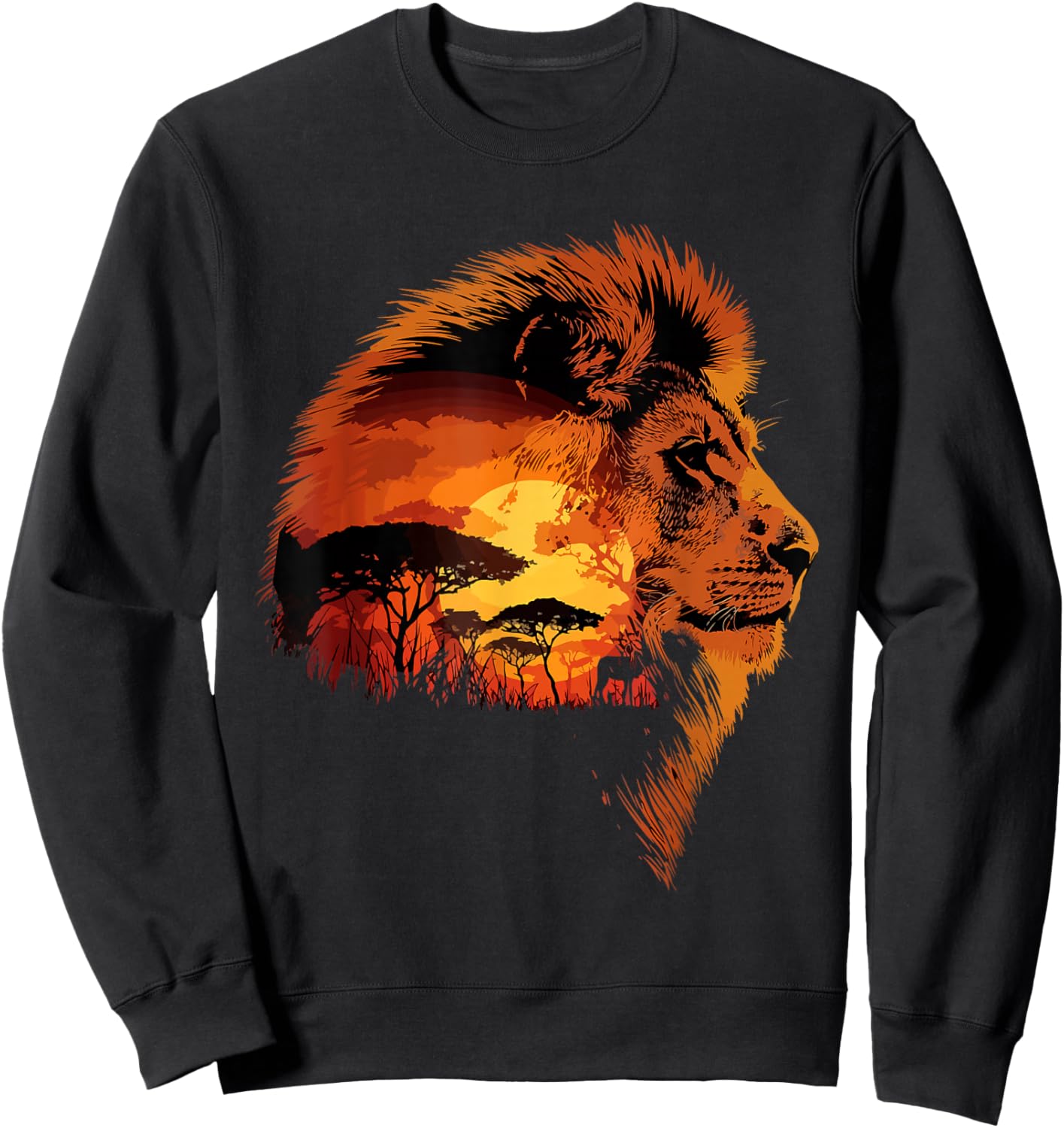 Africa Nature & Safari Savannah Landscape Lion Sweatshirt - Sweatshirt | Black