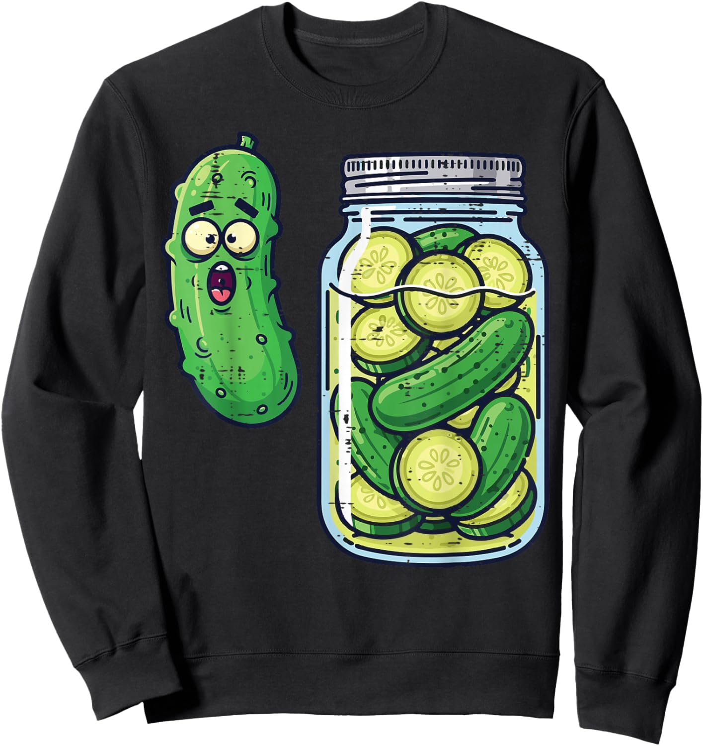 Shocked Pickle Jar Funny Meme Food Humor Men Women Kids Sweatshirt - Sweatshirt | Black