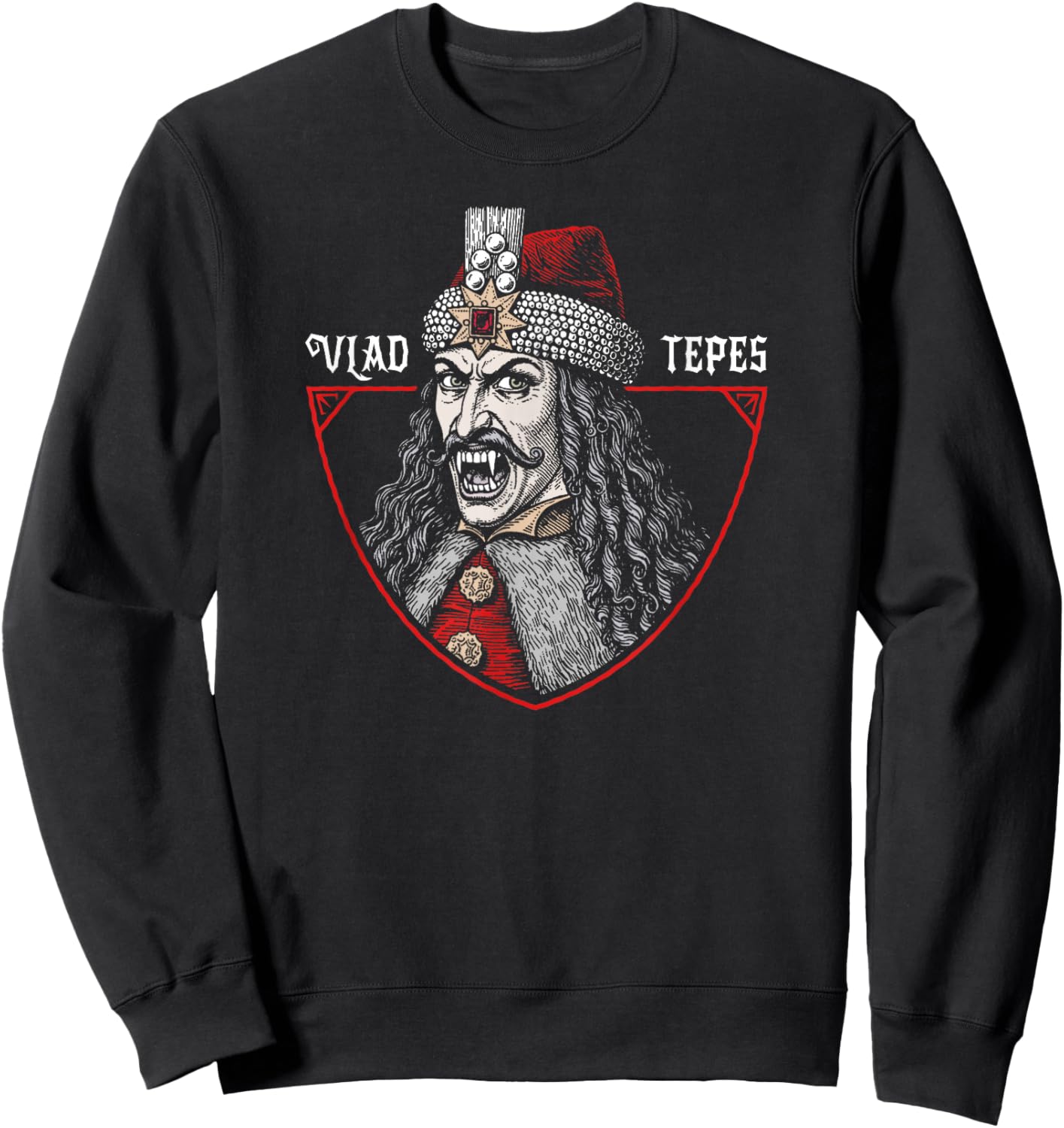 Vlad The Impaler - Tepes Gothic Vampire Dracula Fangs Sweatshirt - Sweatshirt | Black