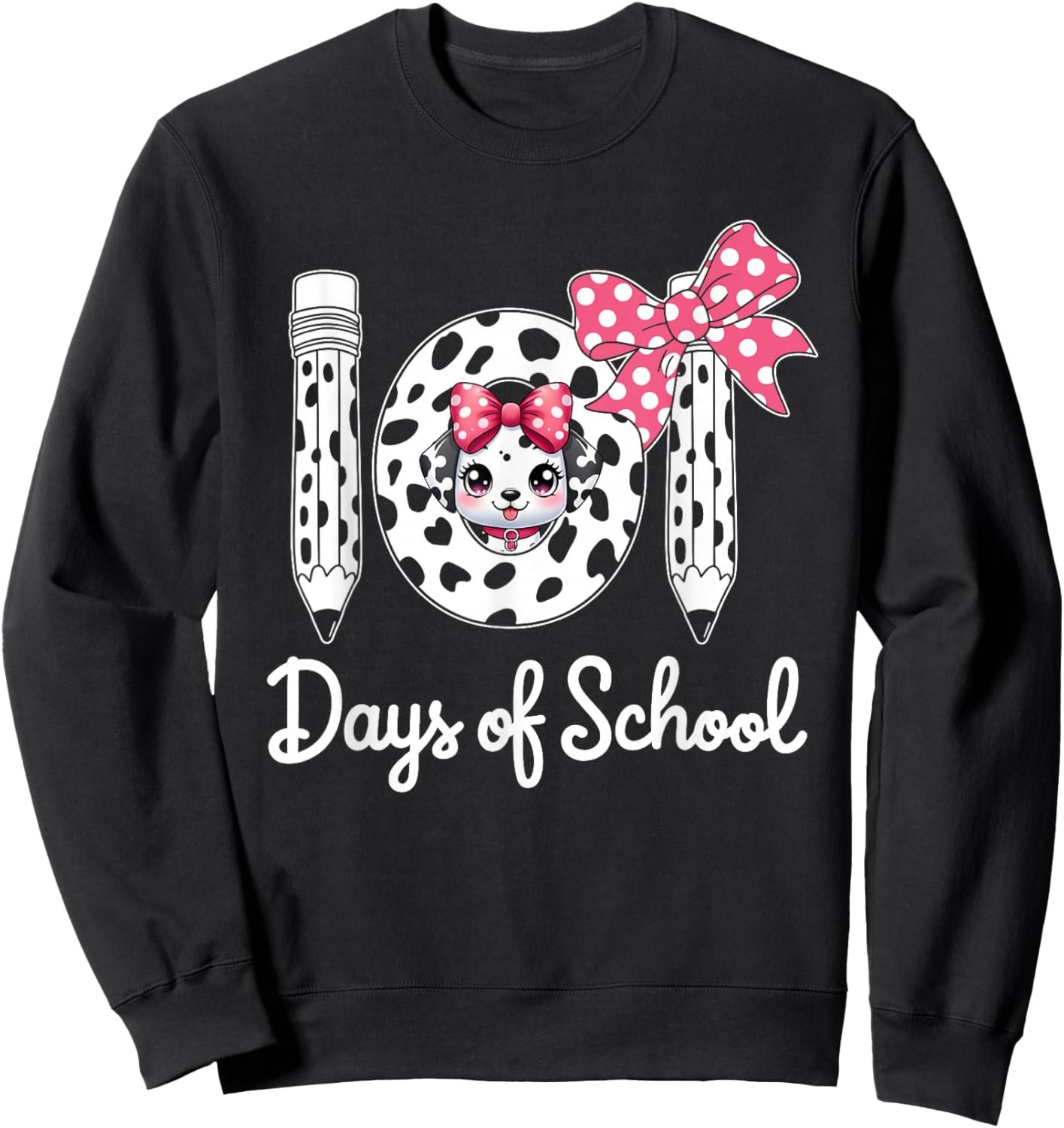 Happy 101 Days School Cute Dog 100 Days Smarter Student Kids Sweatshirt - Sweatshirt | Black