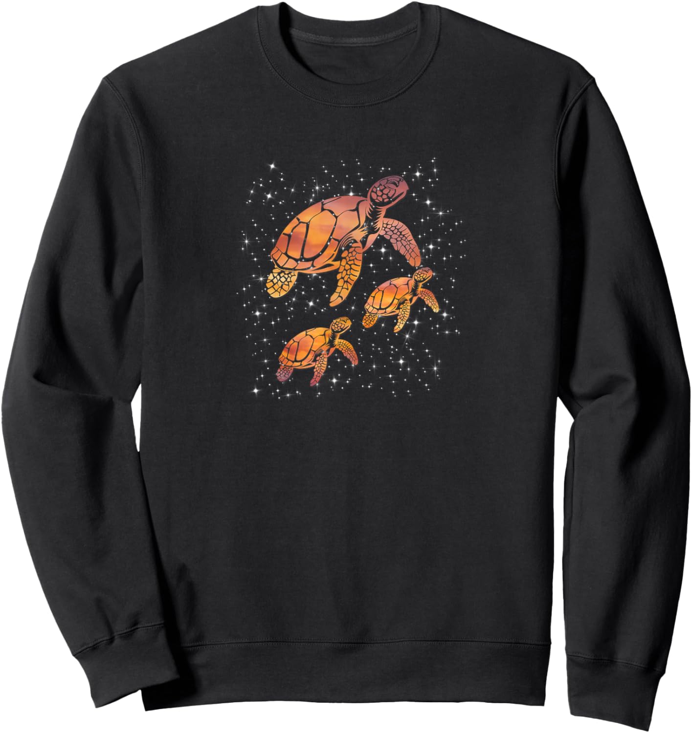 Cosmic Sea Turtles Starry Galaxy Sweatshirt - Sweatshirt | Black