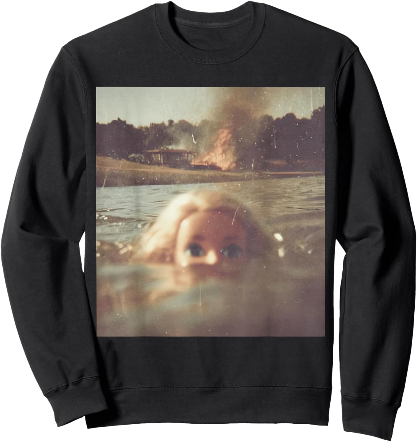 Funny Doll Face Swimming Meme Sweatshirt - Sweatshirt | Black
