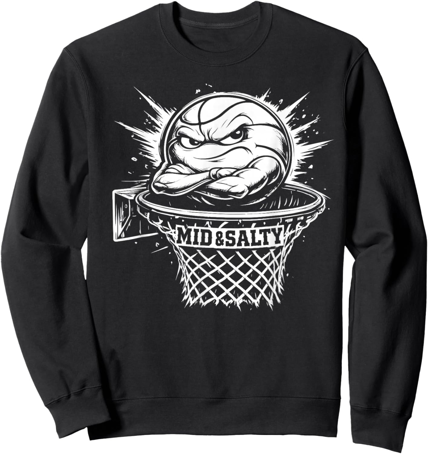 Mid and Salty Basketball Grumpy Ball Sweatshirt - Sweatshirt | Black