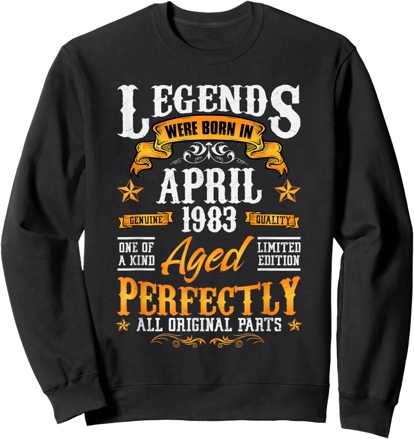 43rd Birthday Vintage Legends Born in 1983 43 Years April Sweatshirt - Sweatshirt | Black