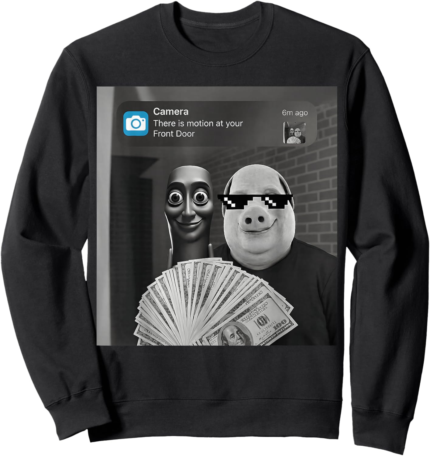 Tung Tung Tung Sahur John Pork Meme Brainrot Gifts for Kids Sweatshirt - Sweatshirt | Black
