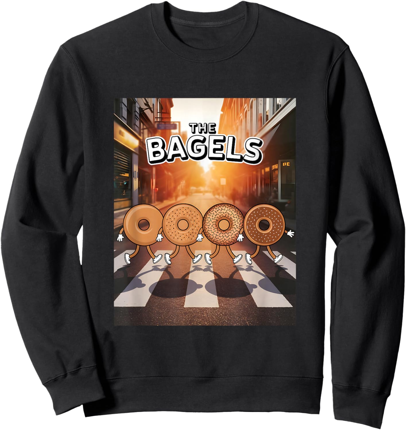 The Bagels Funny Bagel Parody Breakfast Food Cartoon Sweatshirt - Sweatshirt | Black
