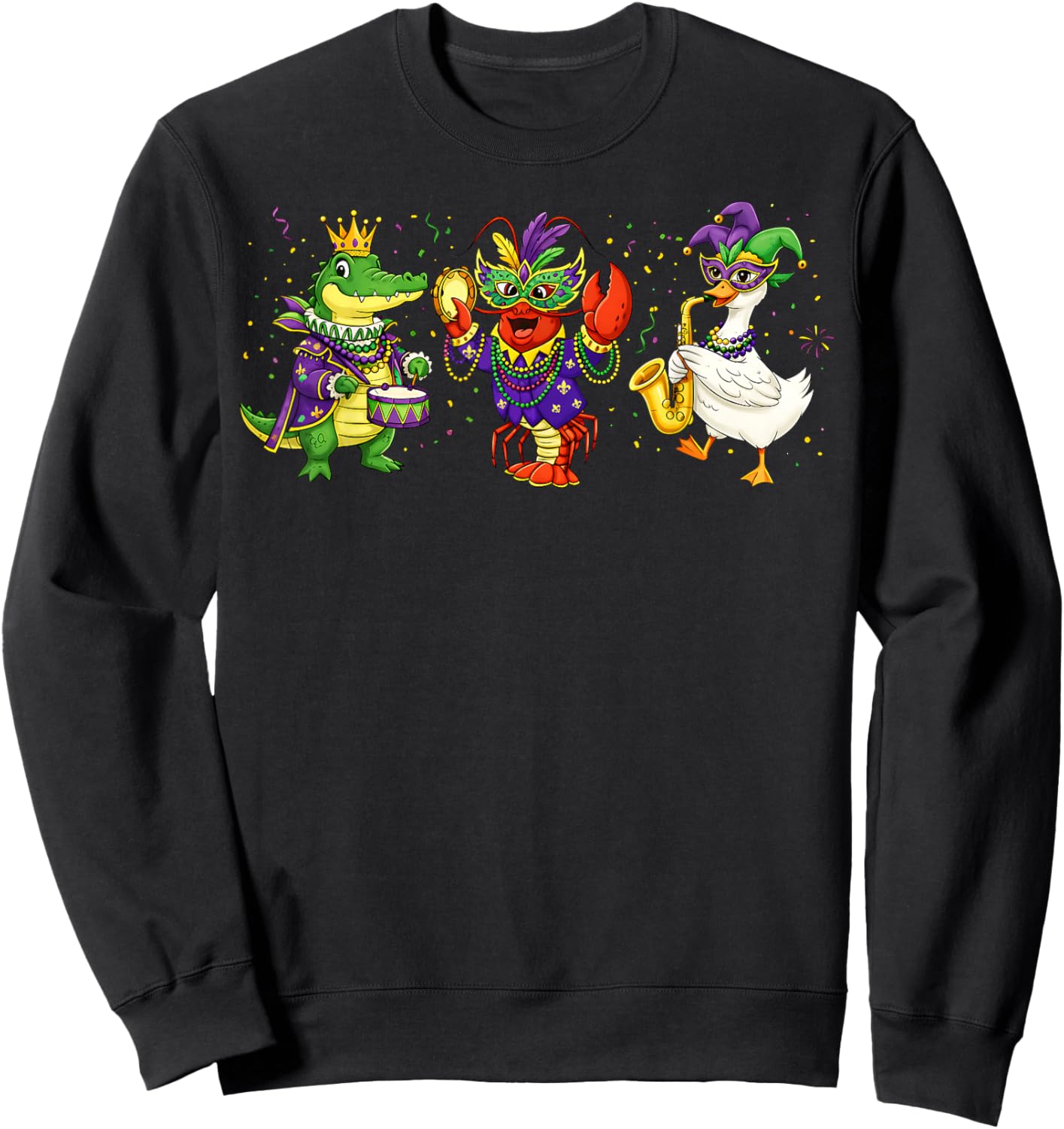 ABC Alligator Brown Crawfish Louisiana Mardi Gras Party Sweatshirt - Sweatshirt | Black