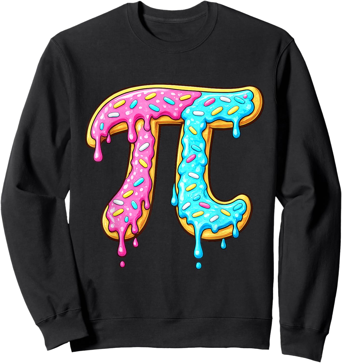 Pi Day Kids Dripping Ice Cream Pi - Funny Math Food 3.14 Sweatshirt - Sweatshirt | Black