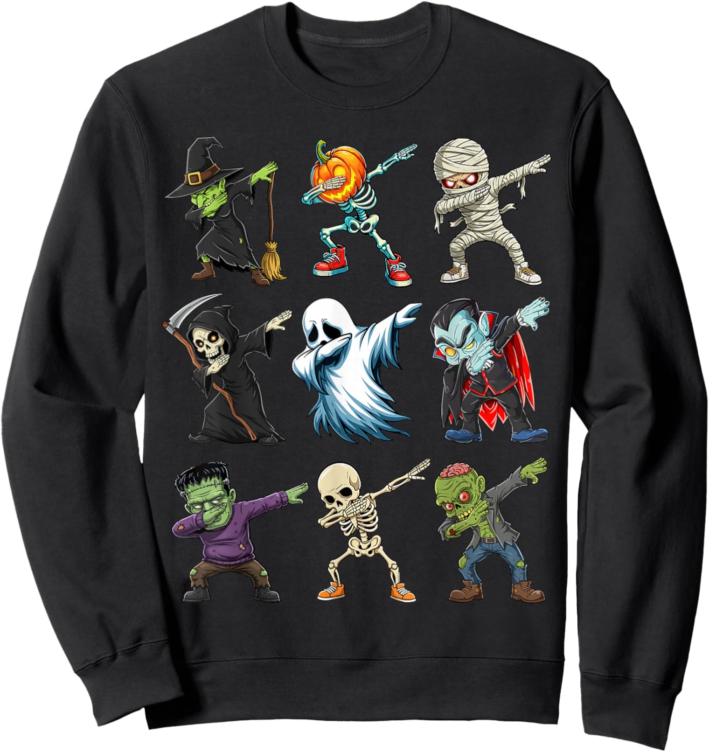 Dabbing Spooky Creatures Kids Boys Men Costume Halloween Sweatshirt - Sweatshirt | Black