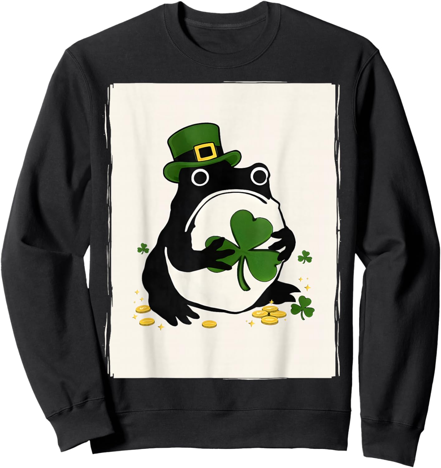Grumpy Frog Japanese Patrick's Day Sweatshirt - Sweatshirt | Black