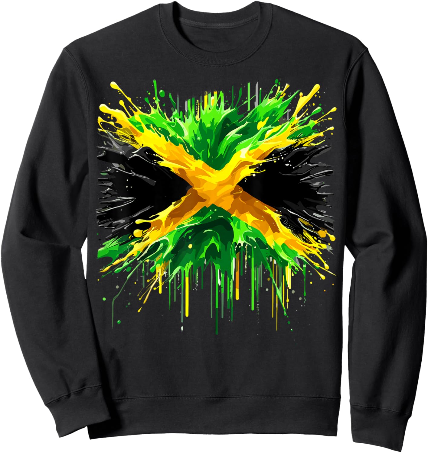 Jamaican Flag Splash Jamaica Sweatshirt - Sweatshirt | Black