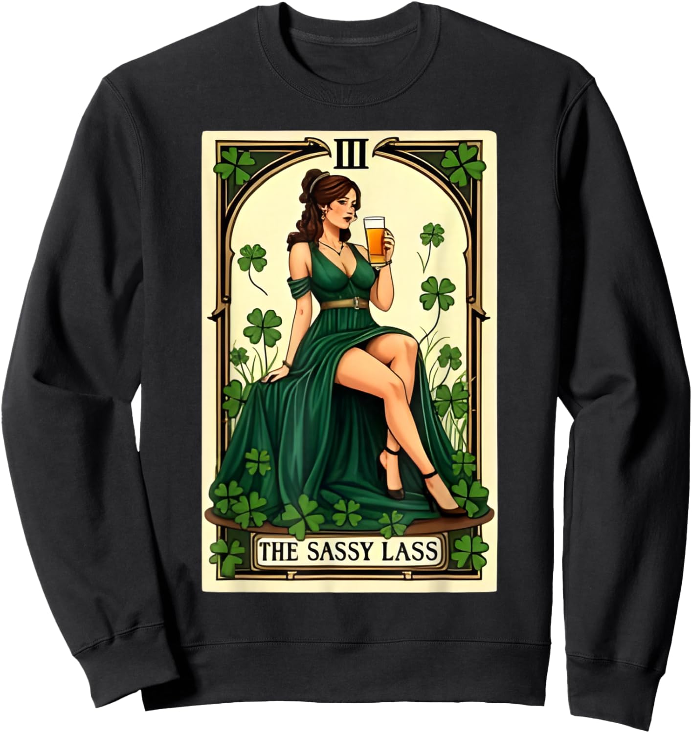 The Sassy Lass St Patrick’s Day Irish Tarot Card Sweatshirt - Sweatshirt | Black