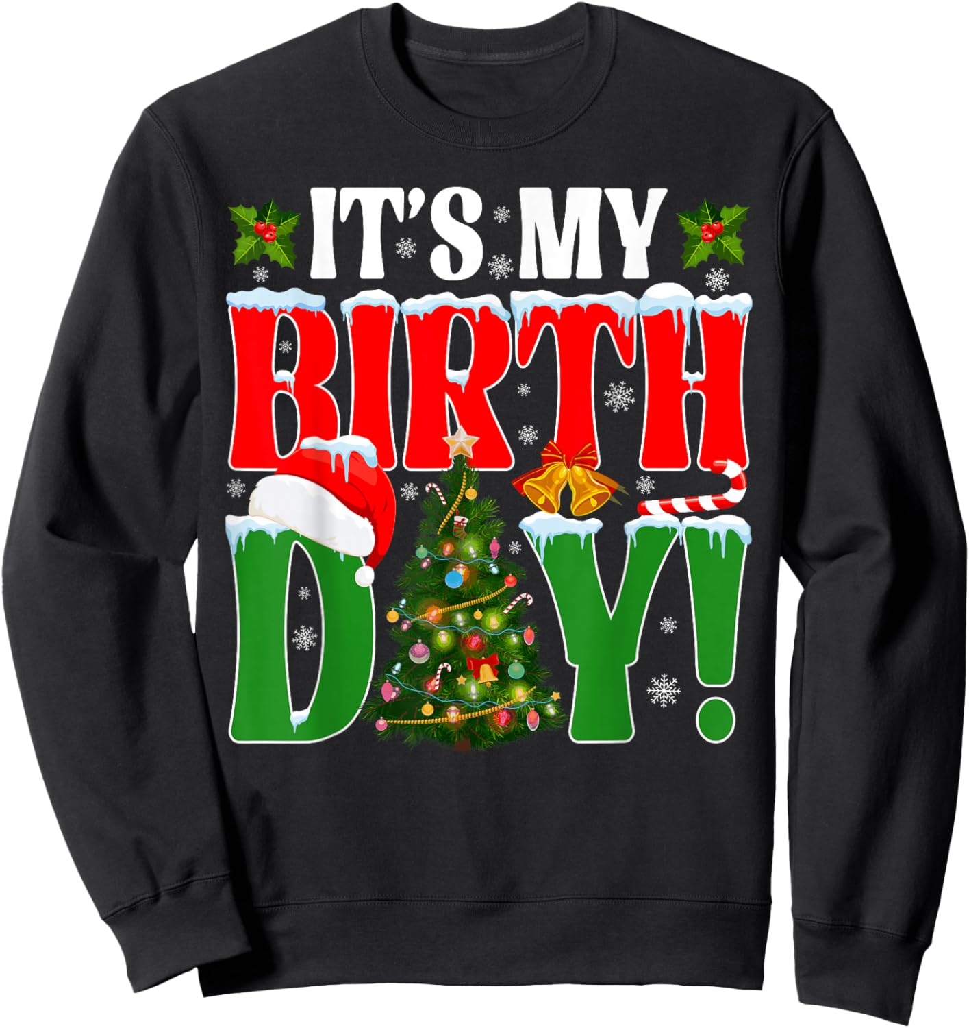 It's My Birthday Merry Christmas Pajamas Kids Boys Girls Sweatshirt - Sweatshirt | Black