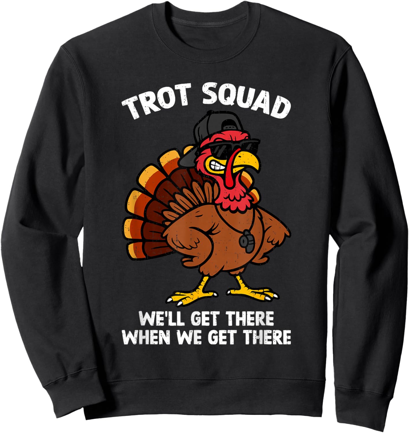 Trot Squad Funny Turkey Trot Thanksgiving Running Boys Girls Sweatshirt - Sweatshirt | Black