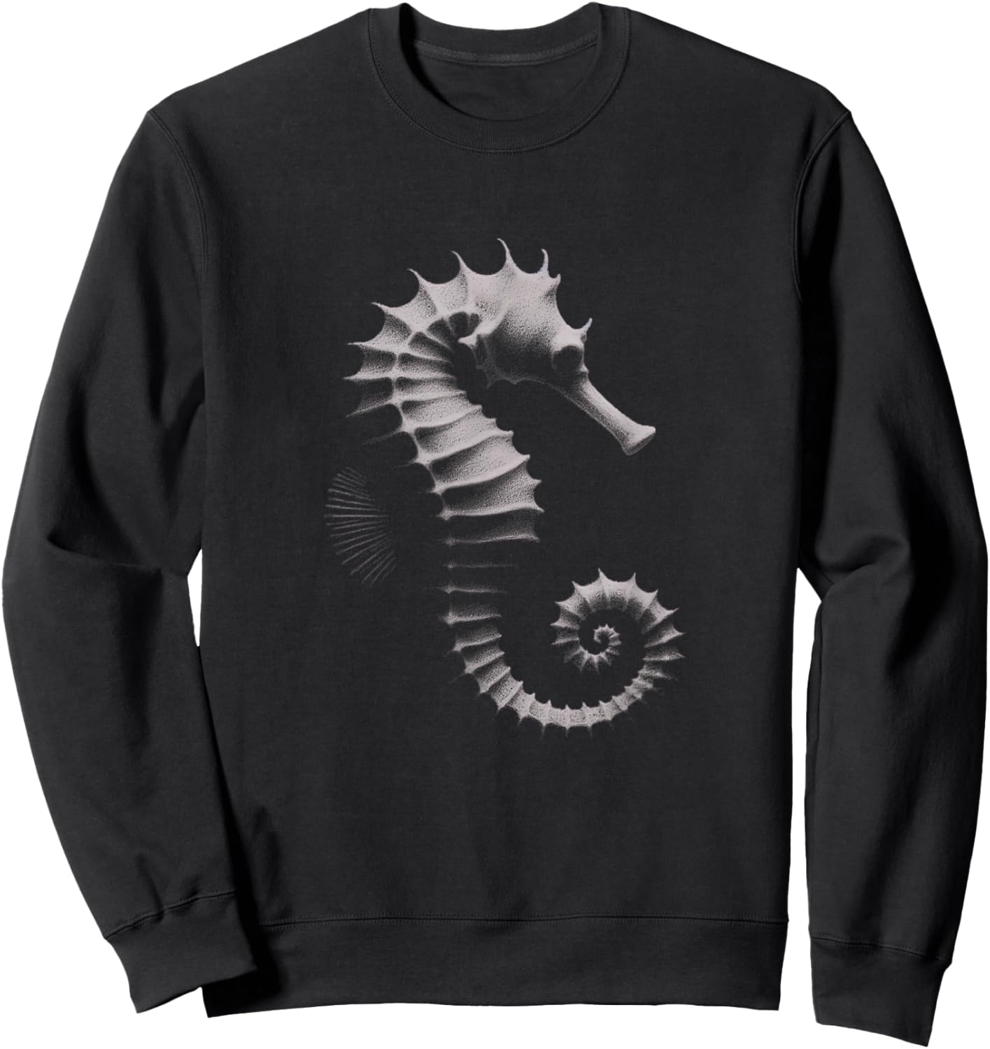 Seahorse Drawing Design Sweatshirt - Sweatshirt | Black