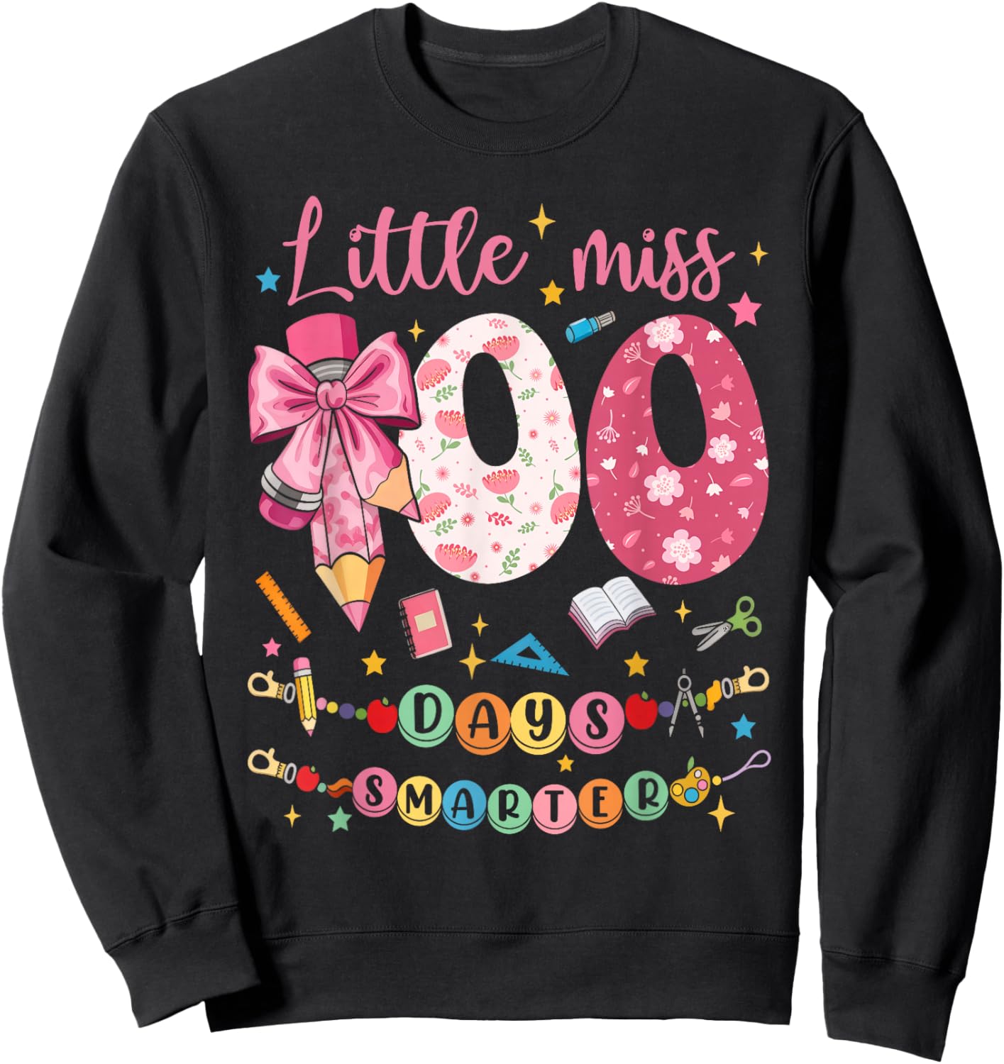 Kids Girls 100th Day of School Sweatshirt - Sweatshirt | Black