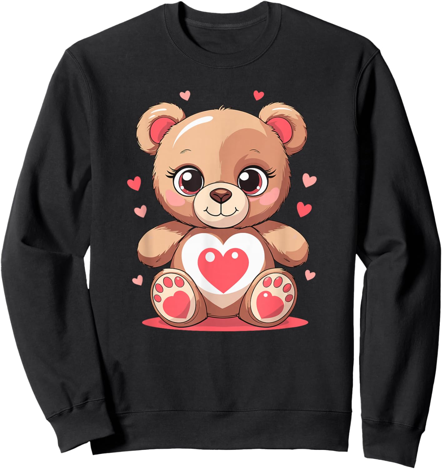 Valentines Day Cute Teddy Bear with Heart Love Sweatshirt - Sweatshirt | Black