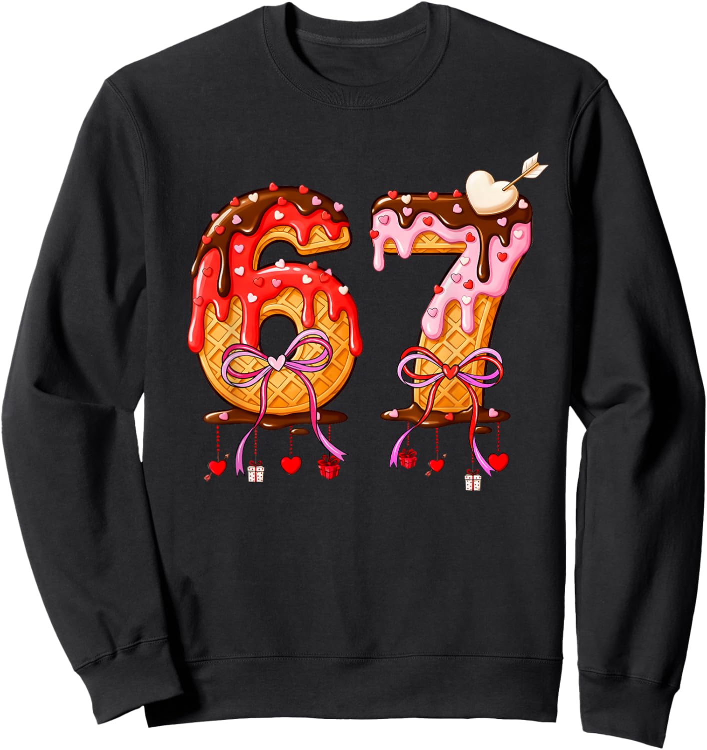 Valentine 6 7 Ice Cream Drip Meme Funny Six Seven Boy Girl Sweatshirt - Sweatshirt | Black