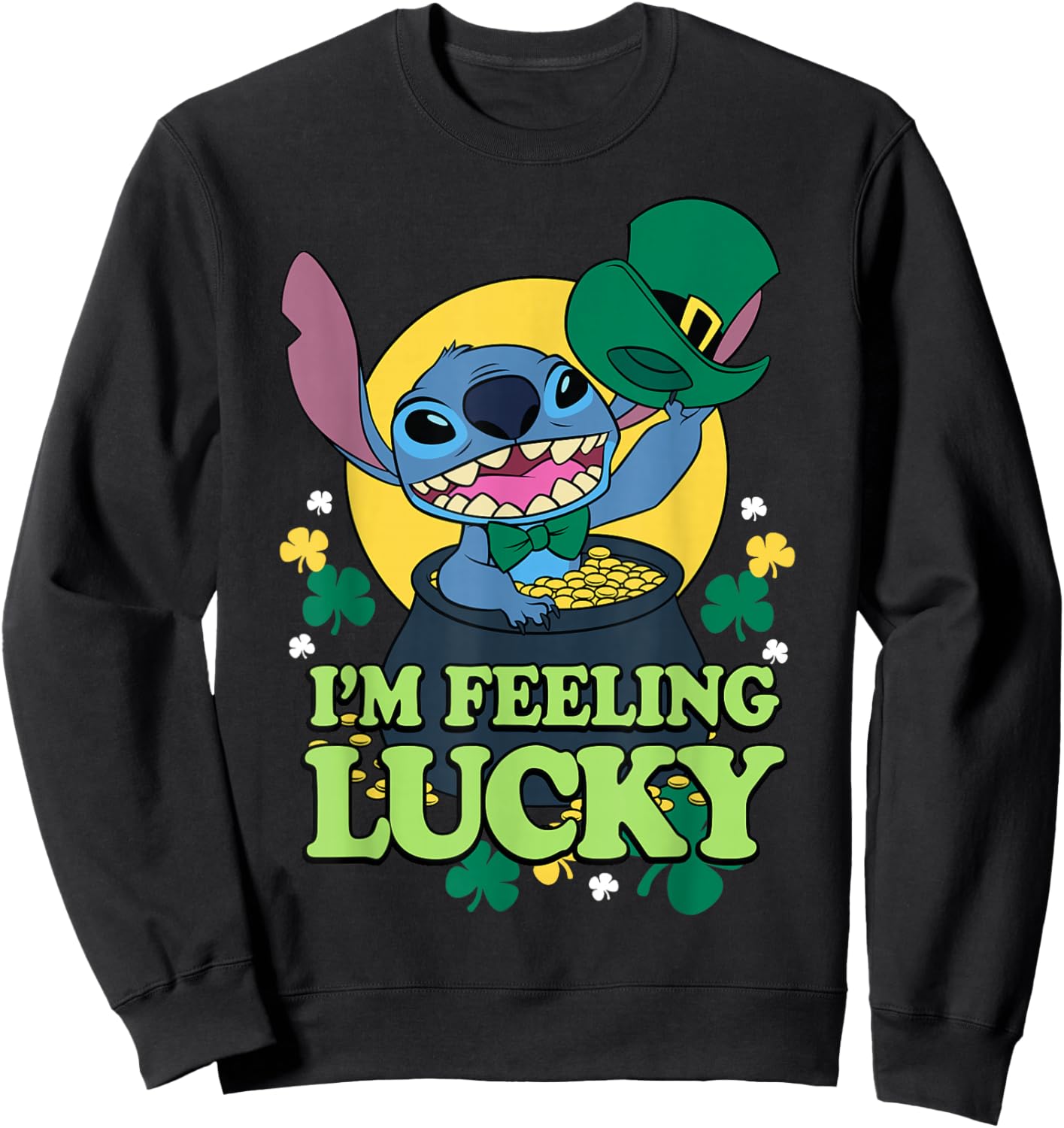 Disney Lilo & Stitch St. Patrick's Day I'm Feeling Lucky Sweatshirt - Sweatshirt | Black