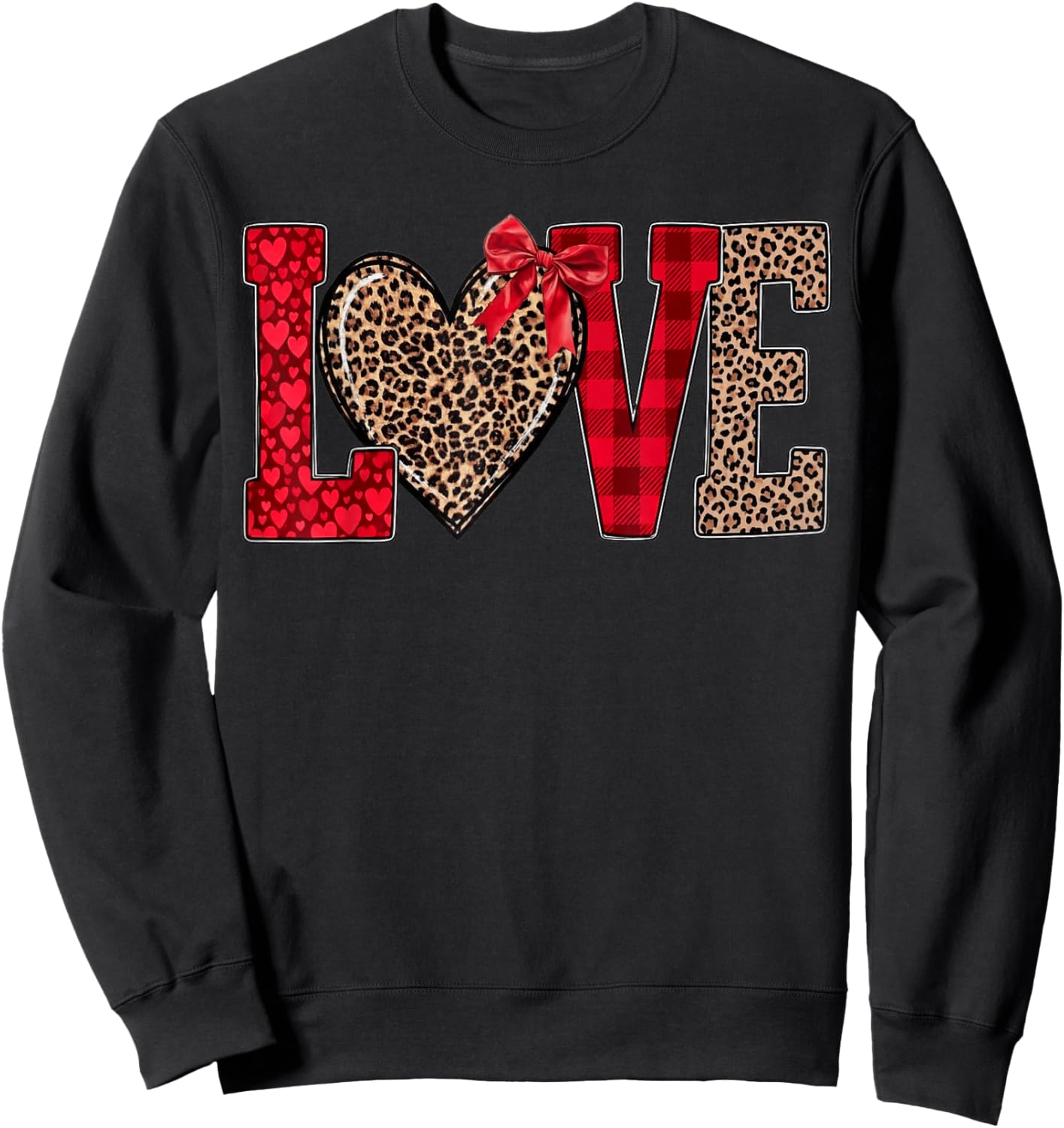 Leopard Love, Mama Valentine Sweatshirt - Sweatshirt | Black