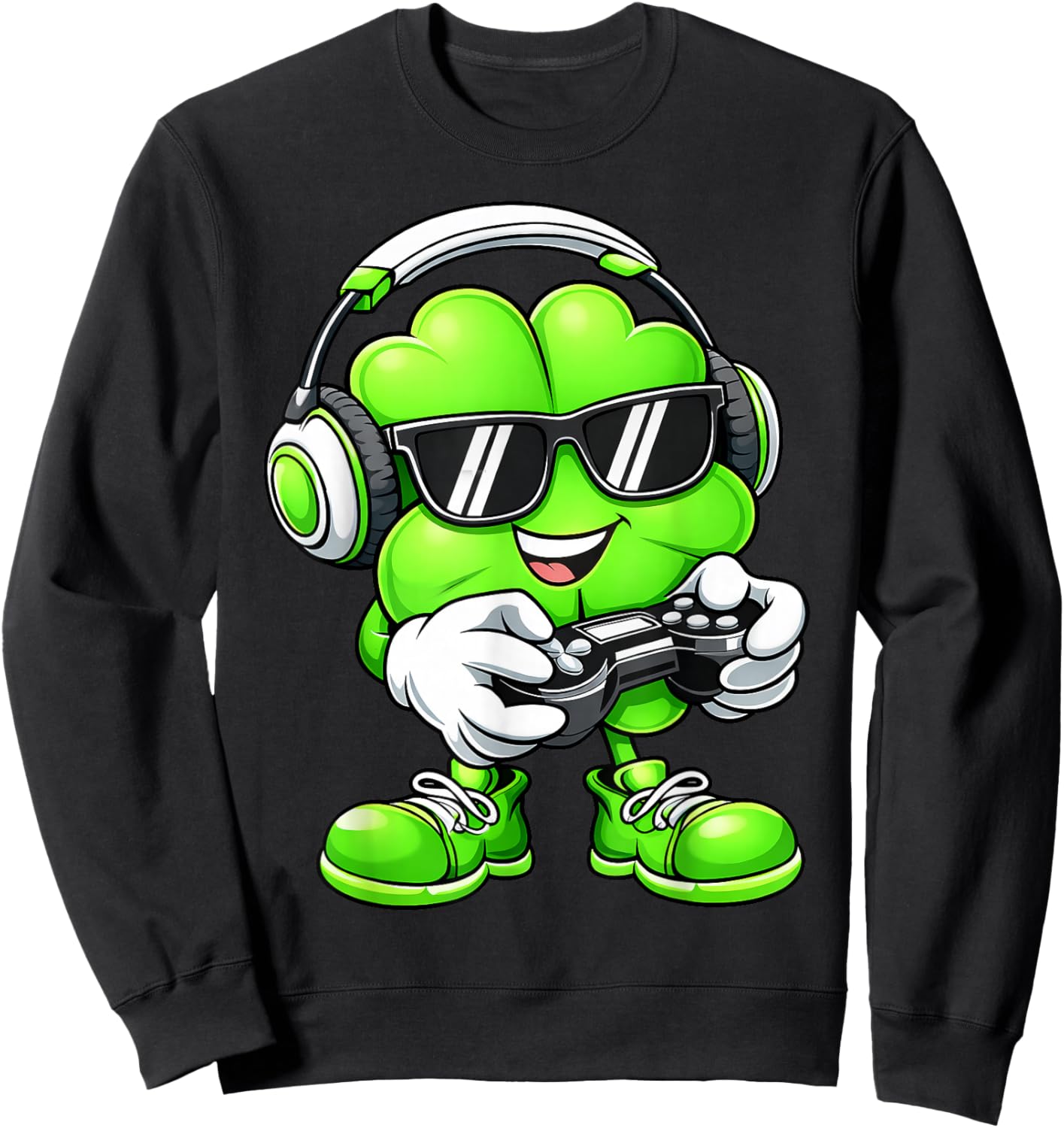 Funny Shamrock Gaming Game Irish St Patrick Day Men Boy Sweatshirt - Sweatshirt | Black
