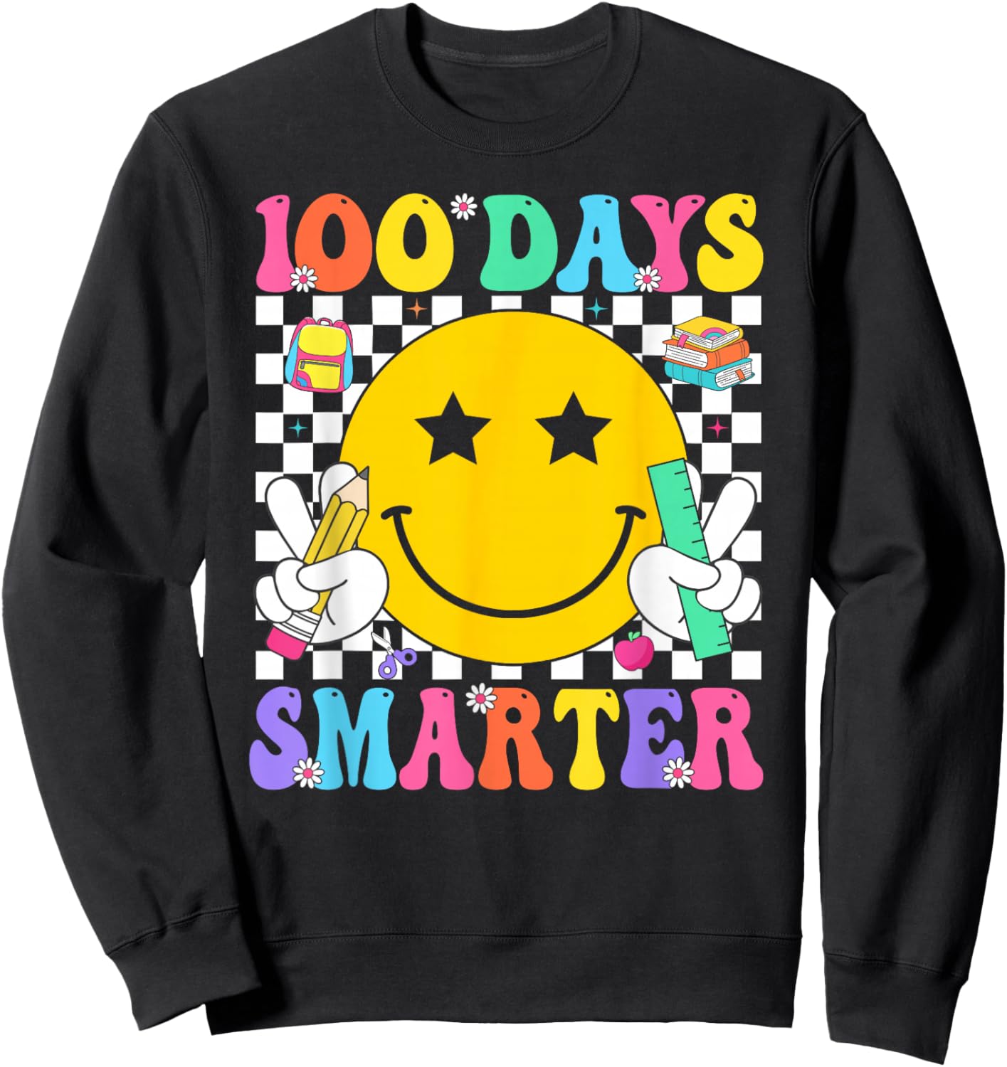 100 Days Smarter Teacher Boys Girls Kids 100th Day of School Sweatshirt - Sweatshirt | Black