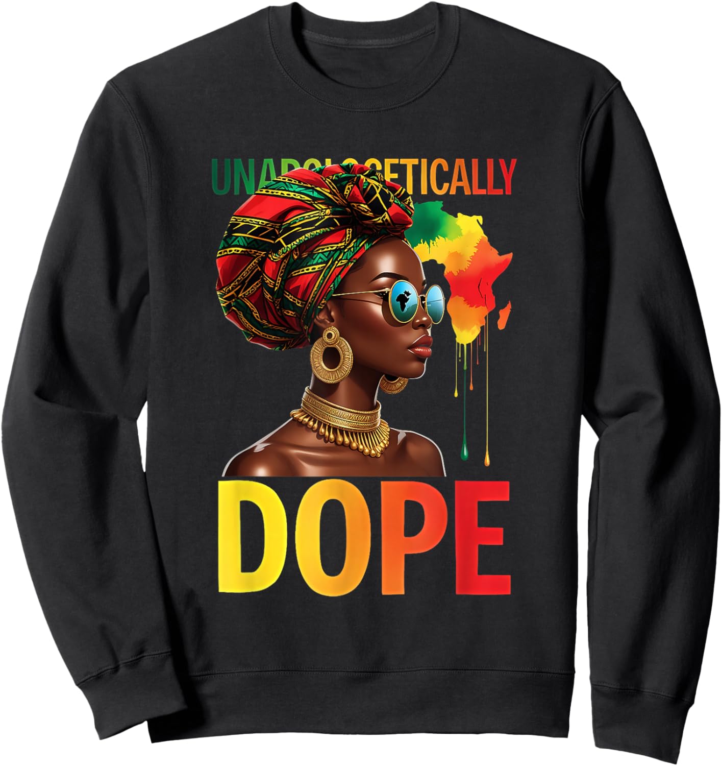 Melanin Queen Headwrap Rooted Faith Rising Afro God African Sweatshirt - Sweatshirt | Black