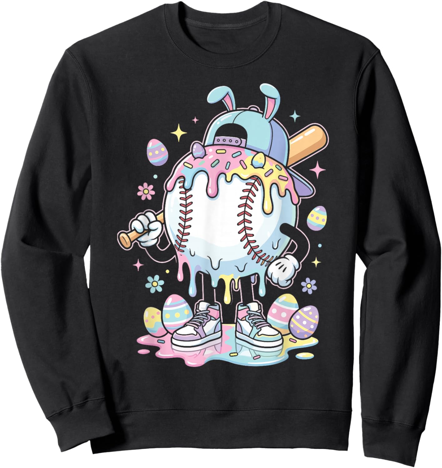Baseball Drip Icecream Apparel Youth Boy Easter Sweatshirt - Sweatshirt | Black