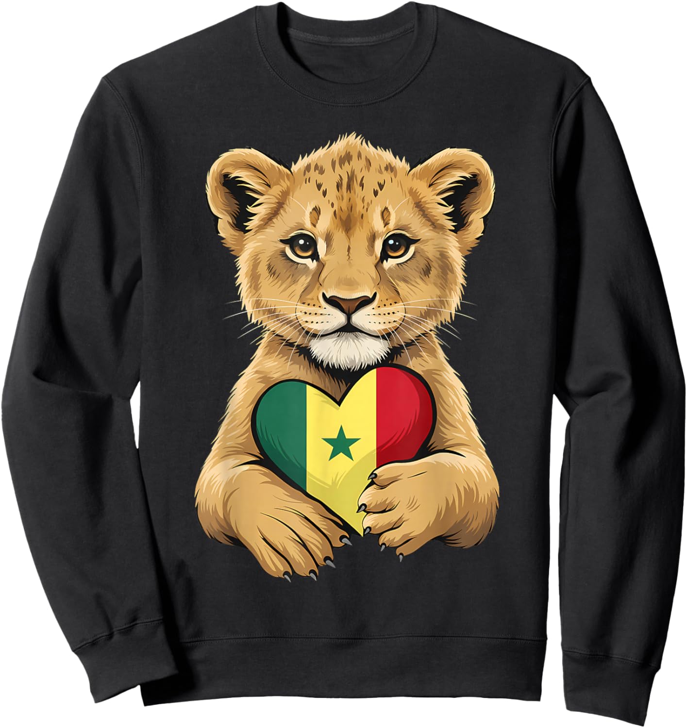 Senegal Roots Lion Heart Senegalese Flag Sweatshirt - Sweatshirt | Black