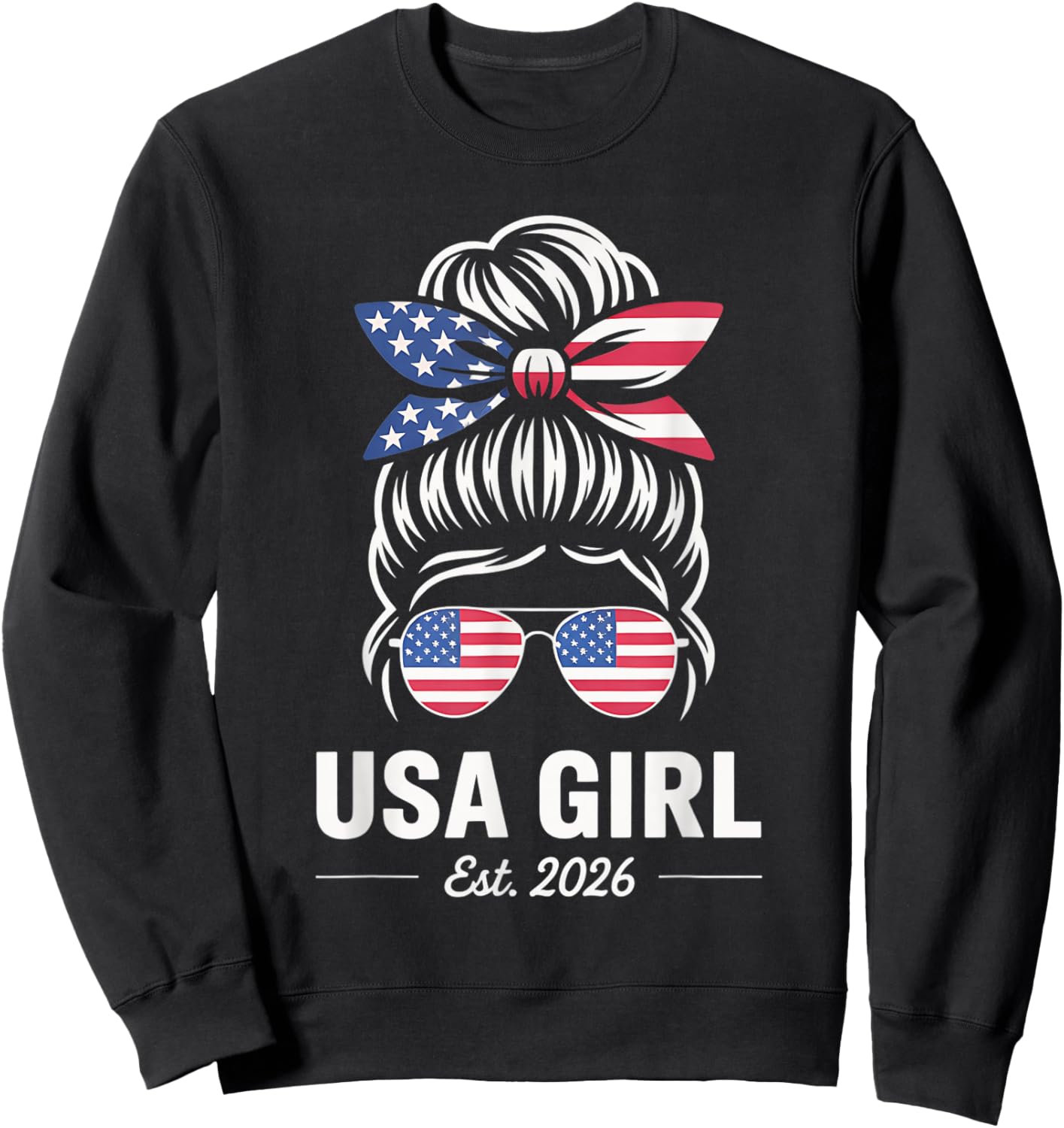 Us Citizen Est 2026 New Citizenship American USA Girl 2026 Sweatshirt - Sweatshirt | Black