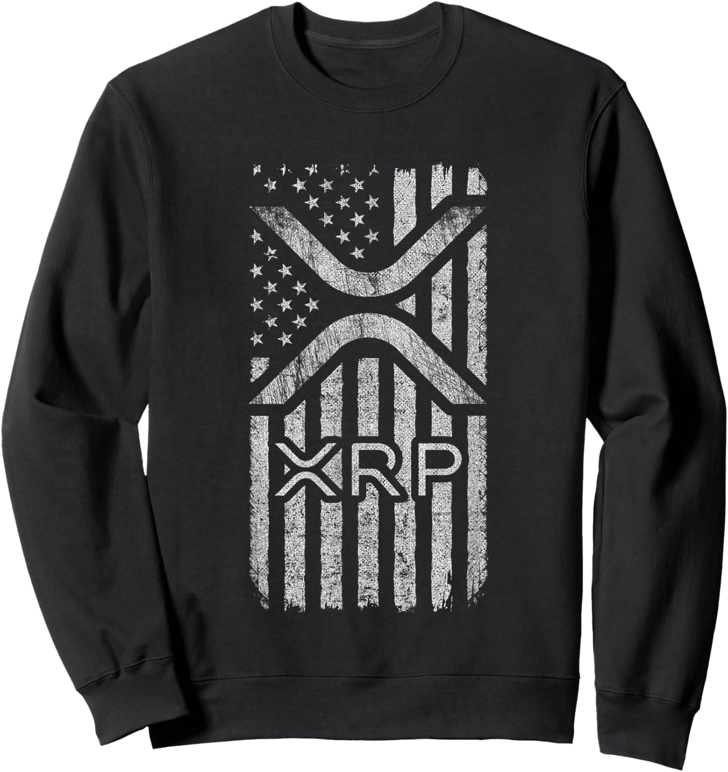 XRP - American Flag XRP Logo Graphic - XRP Crypto Sweatshirt - Sweatshirt | Black