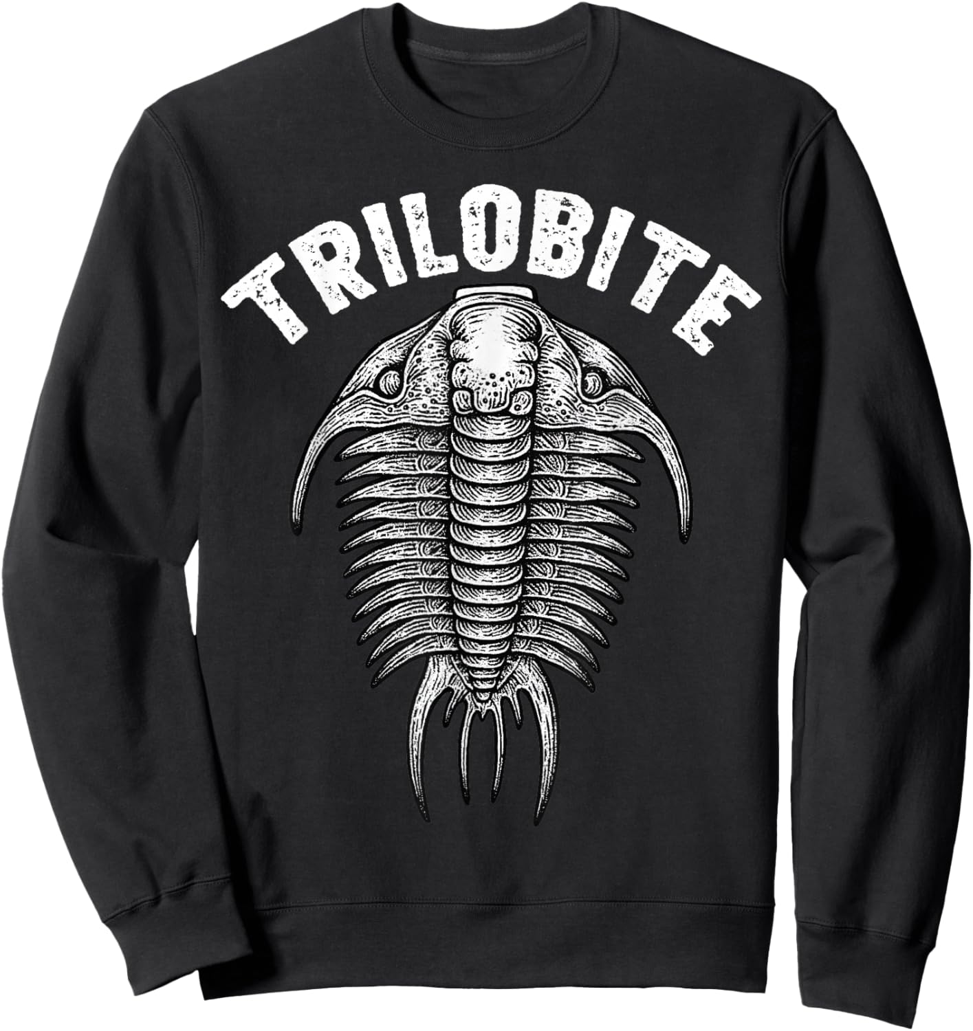 Trilobite Fossil Ancient Arthropod Dorsal View Paleontology Sweatshirt - Sweatshirt | Black