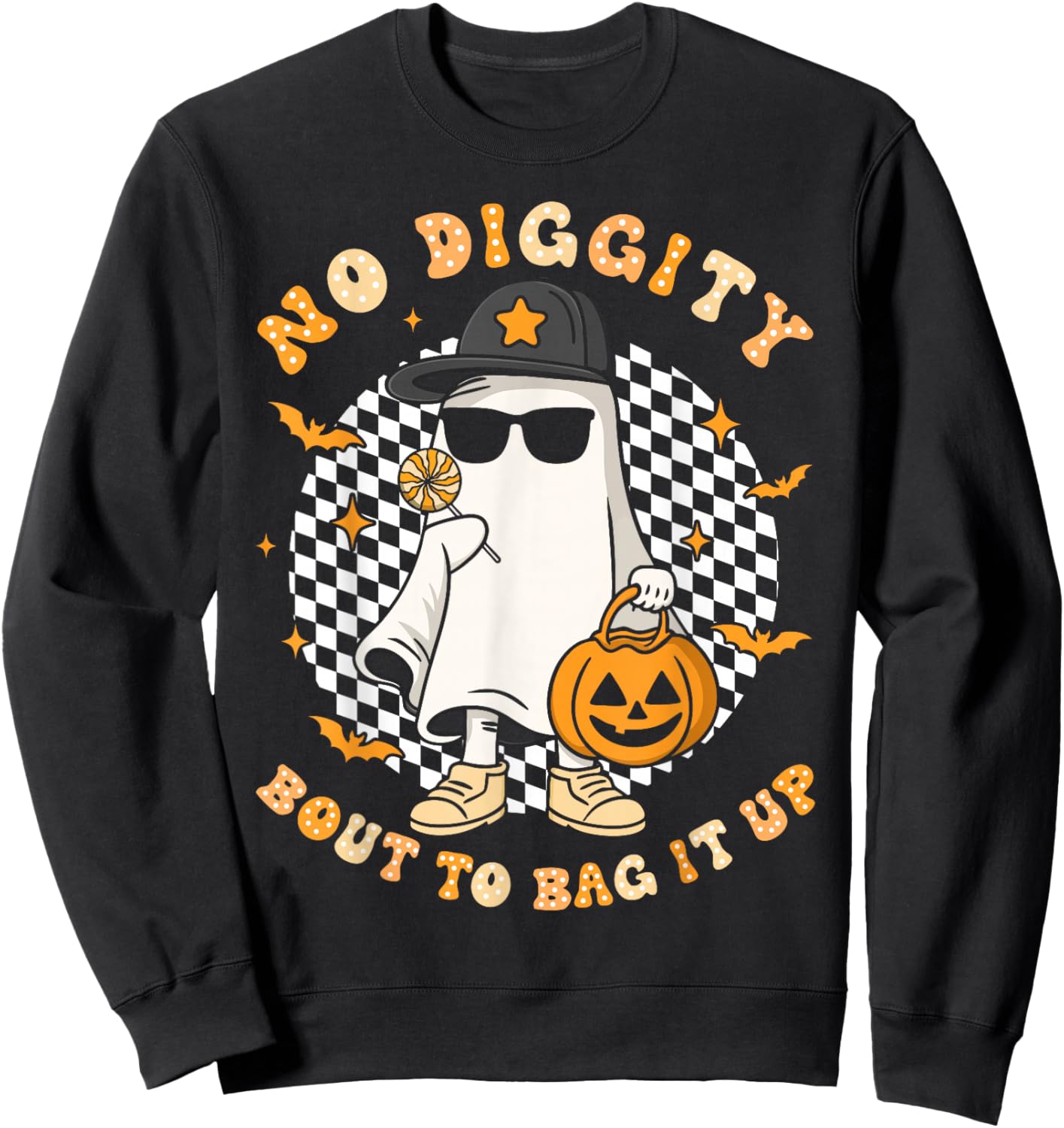 Halloween Ghost No Diggity Bout to Bag it Up Toddler Kids Sweatshirt - Sweatshirt | Black