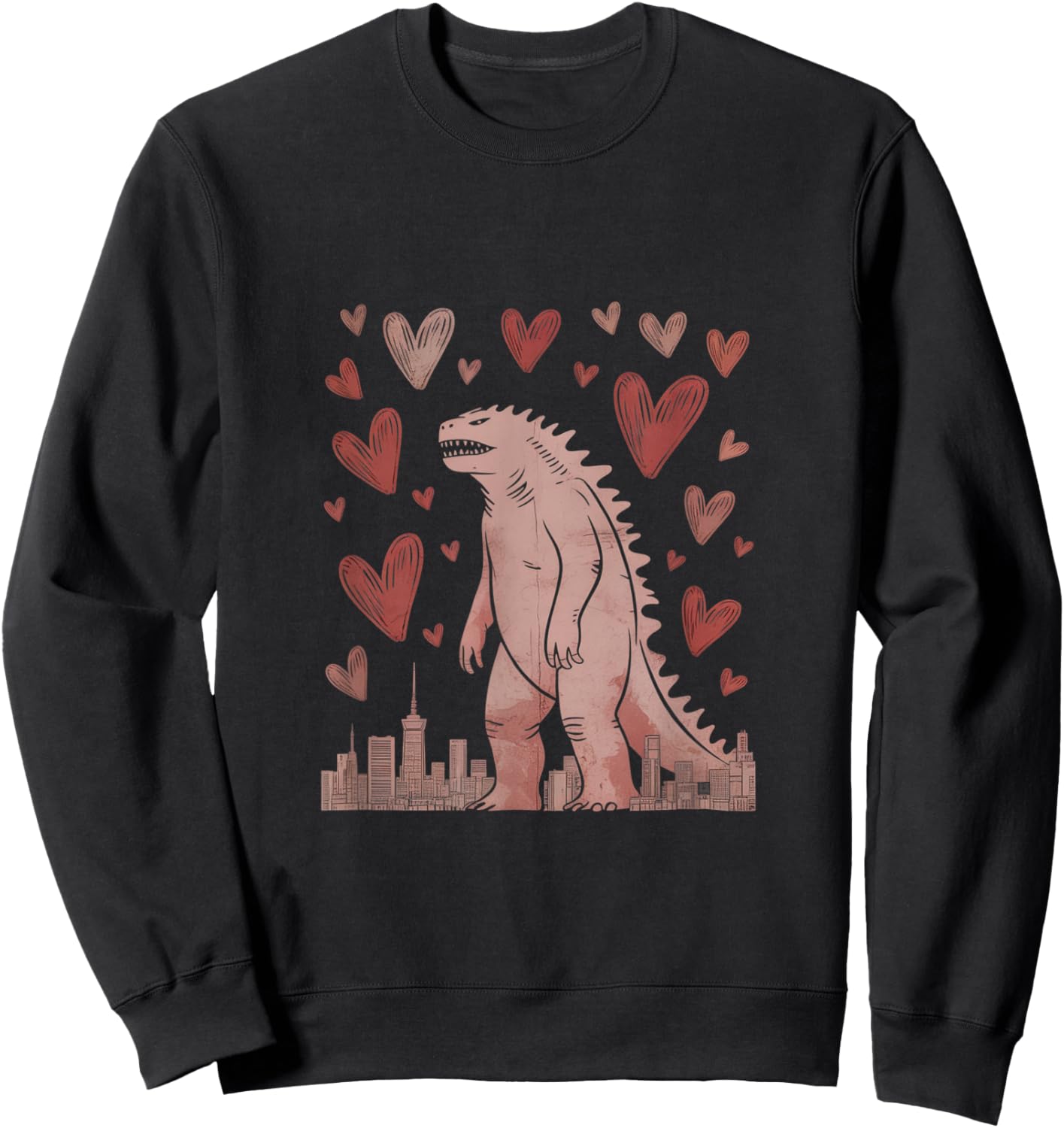 Valentines Day Japanese Monster Hearts Kaiju Lover Gifts Sweatshirt - Sweatshirt | Black