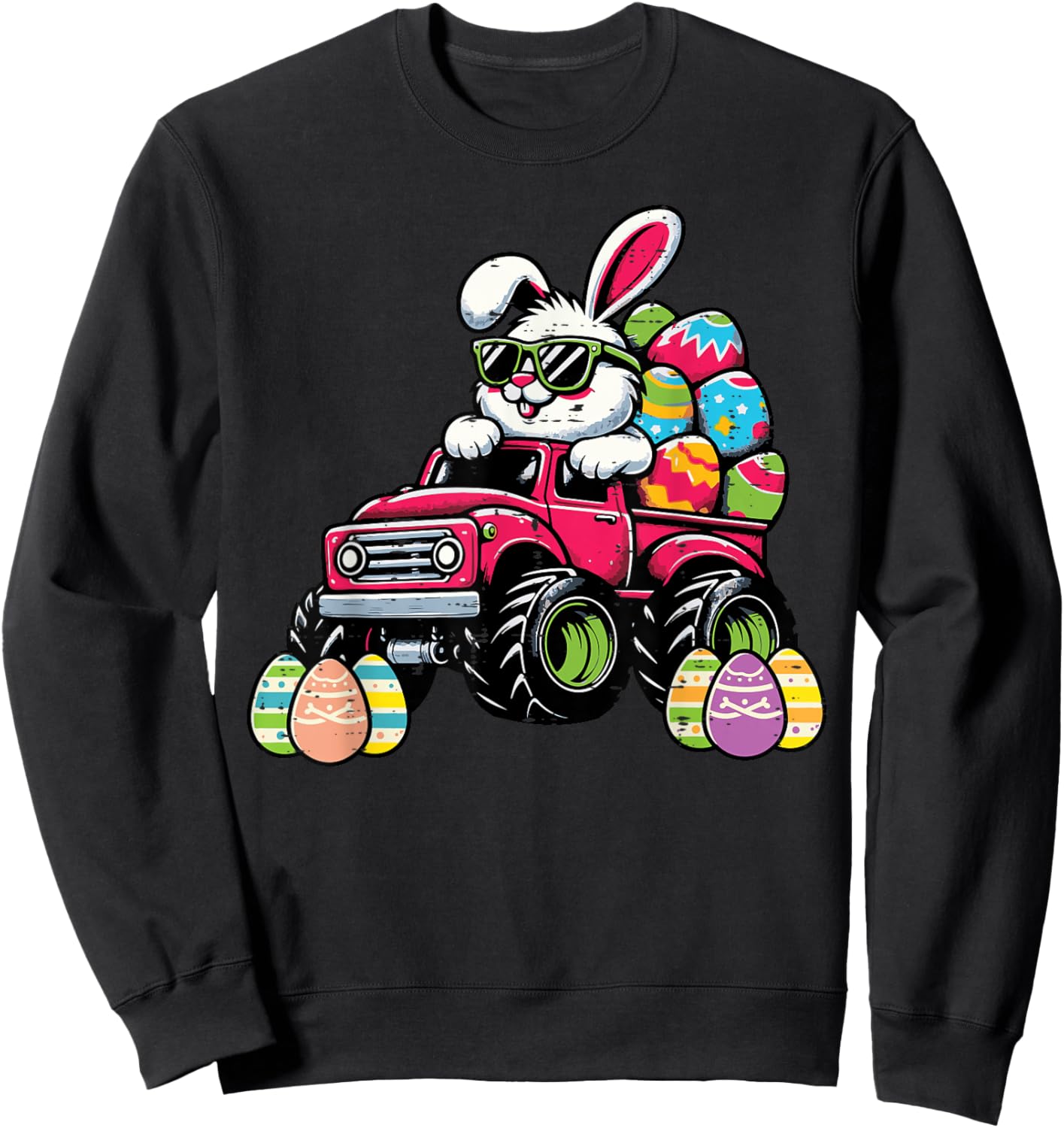 Easter Bunny Truck Eggs Rabbit Toddler Boys Kids Youth Sweatshirt - Sweatshirt | Black