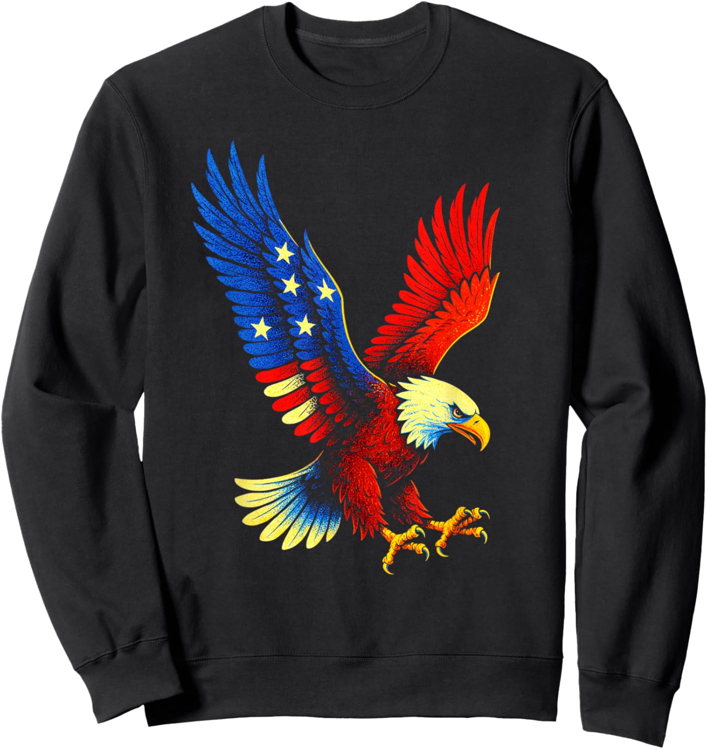 Bald Eagle - Patriotic American Flag Design Sweatshirt - Sweatshirt | Black
