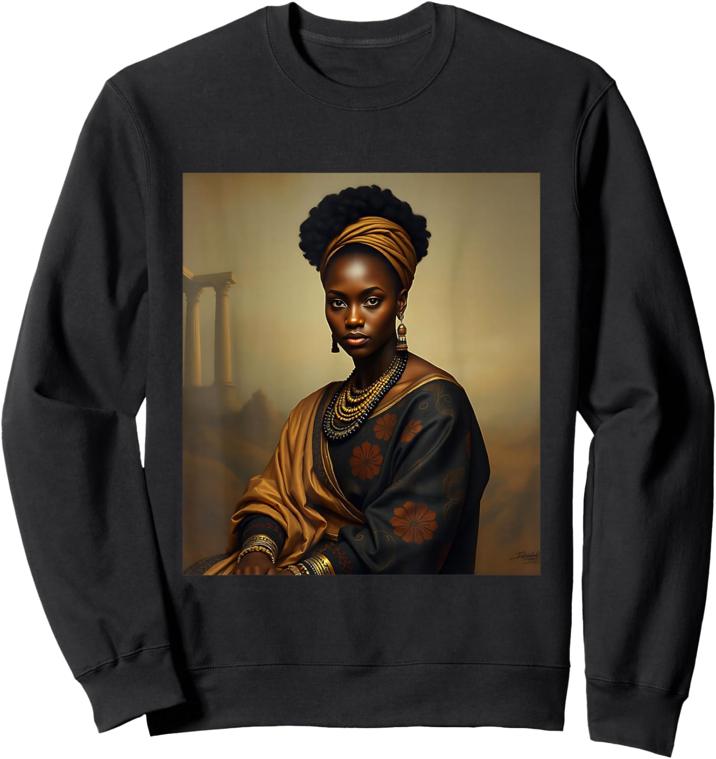 Black Melanated Mona Lisa African American History Month Sweatshirt - Sweatshirt | Black