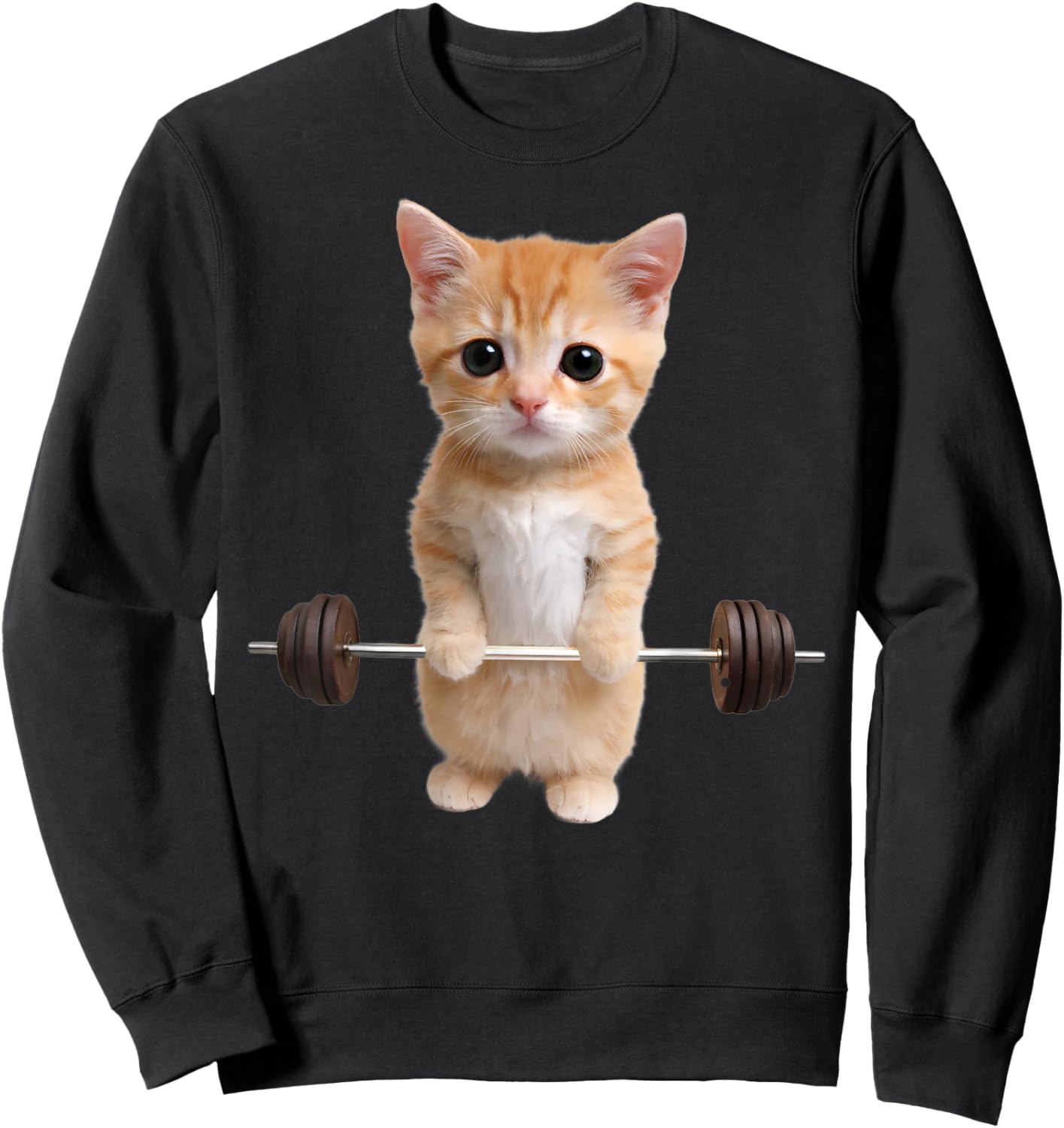 Vintage Retro Weight Lifting Gym Funny Cat Deadlift Sweatshirt - Sweatshirt | Black