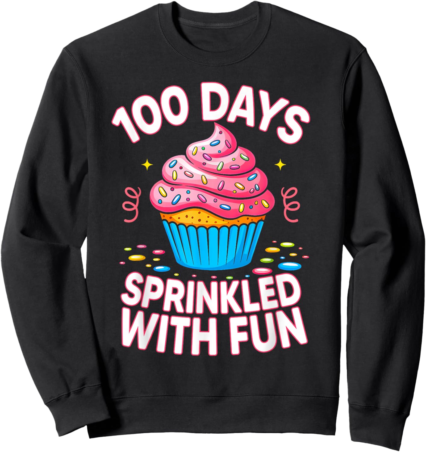100 Days Sprinkled with Fun Donut Girls Kids 100th Day Sweatshirt - Sweatshirt | Black