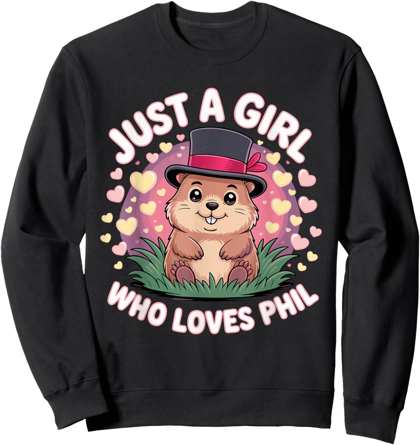 Punxy Phil's Groundhog Day Costume February 2nd Cute Girls Sweatshirt - Sweatshirt | Black