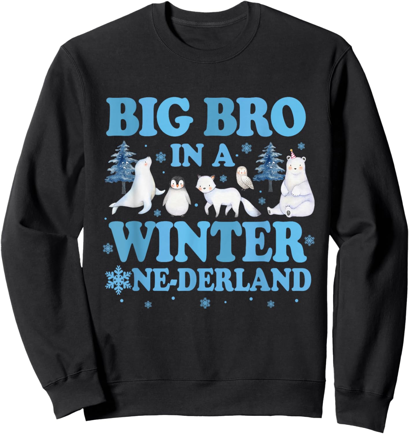 Big Bro in a Winter Onederland Birthday Boy Arctic Animals Sweatshirt - Sweatshirt | Black
