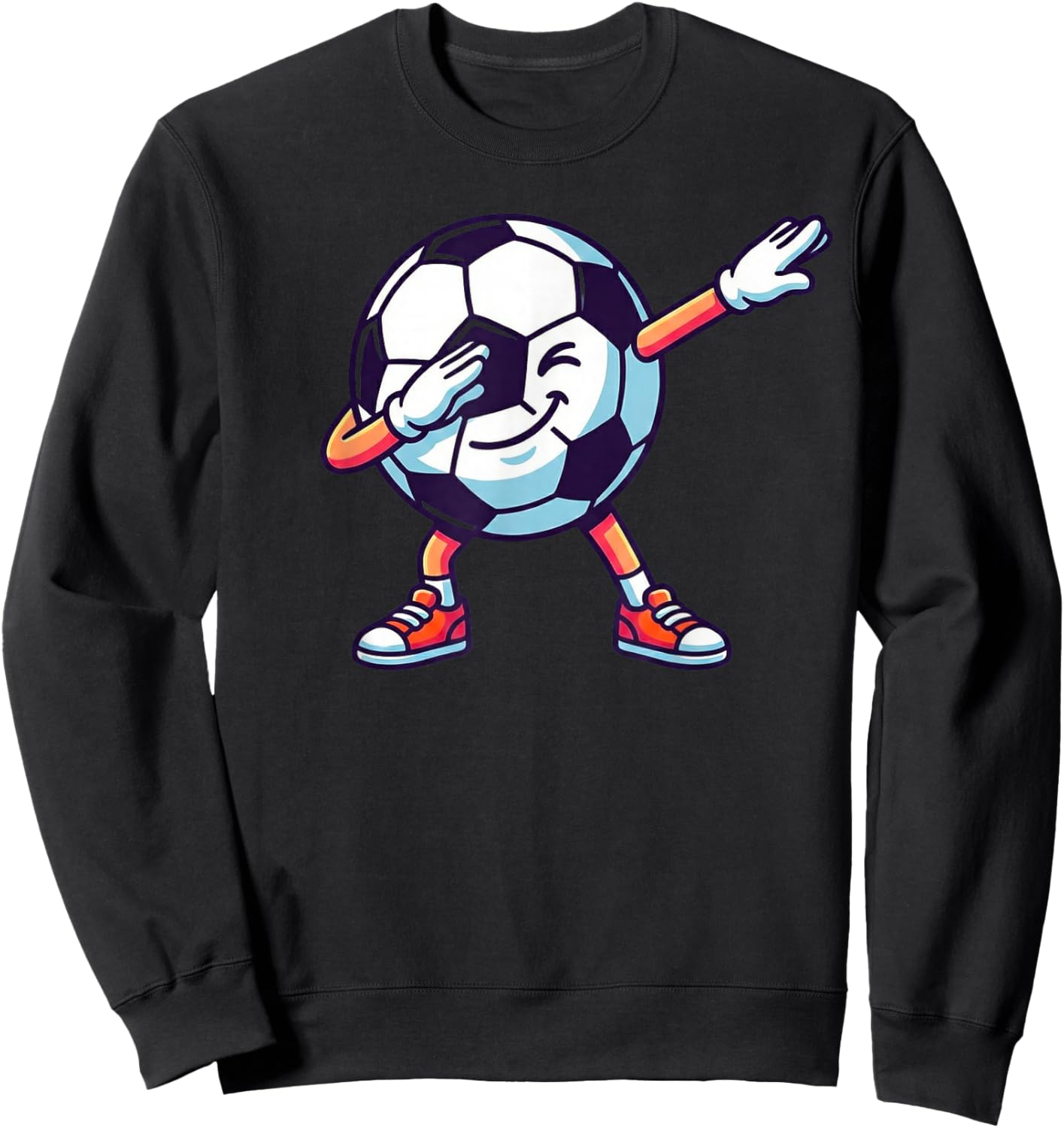Funny Dabbing Soccer Ball Cartoon Sport Gift Kids Boys Girls Sweatshirt - Sweatshirt | Black