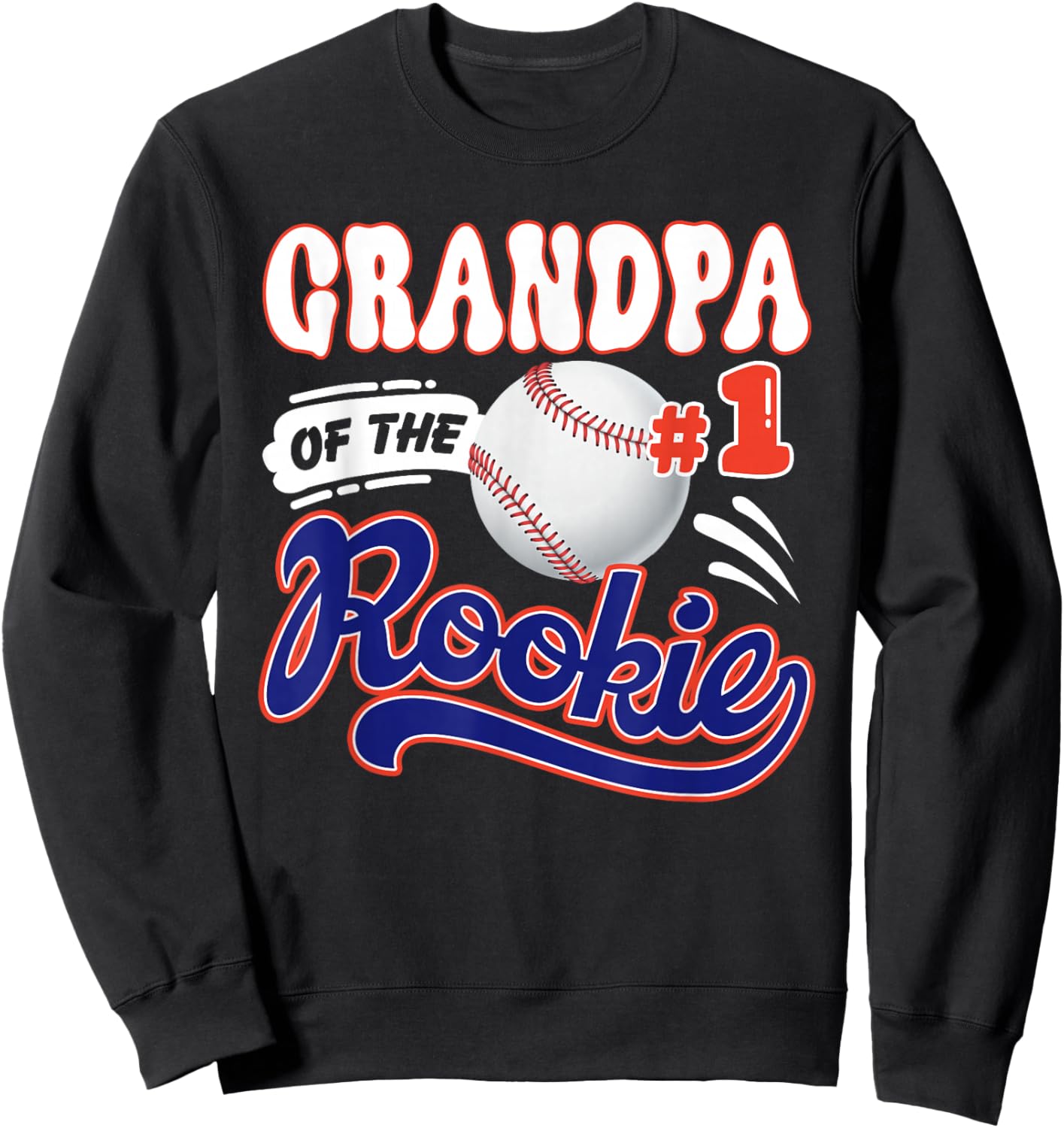 Grandpa Rookie of Year 1st Birthday Baseball Theme Matching Sweatshirt - Sweatshirt | Black