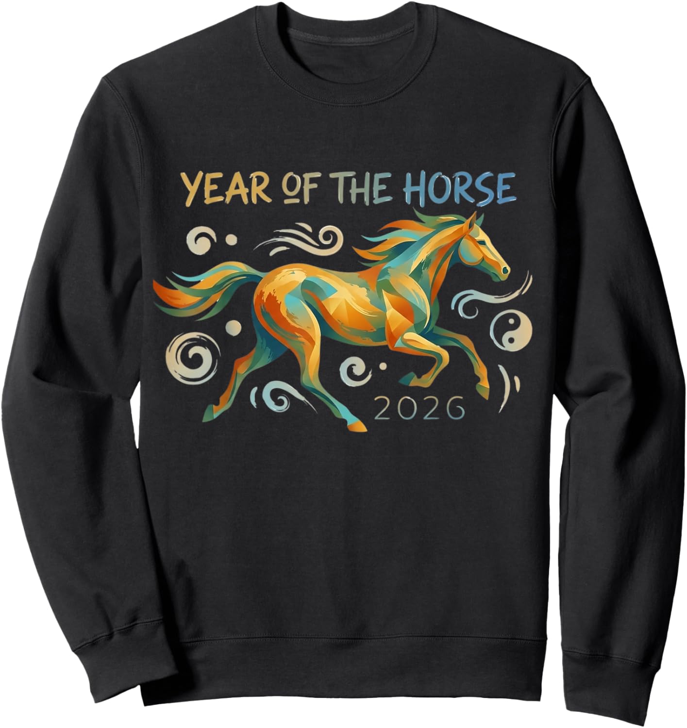 Year 2026 of the Horse Graphic Modern Illustration Sweatshirt - Sweatshirt | Black