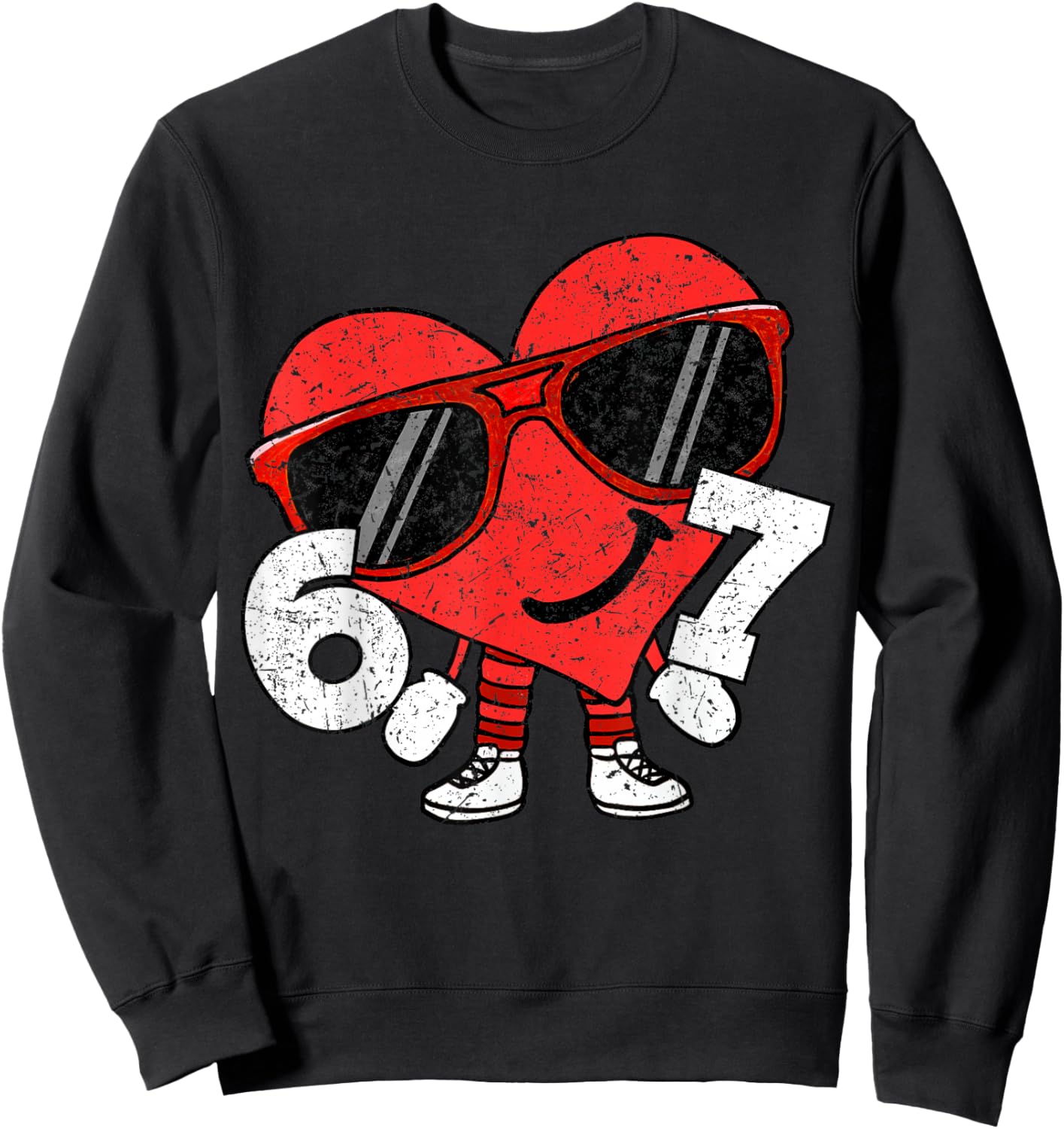 Funny Valentines Heart 67 Six Seven Boys Kids Teens Sweatshirt - Sweatshirt | Black