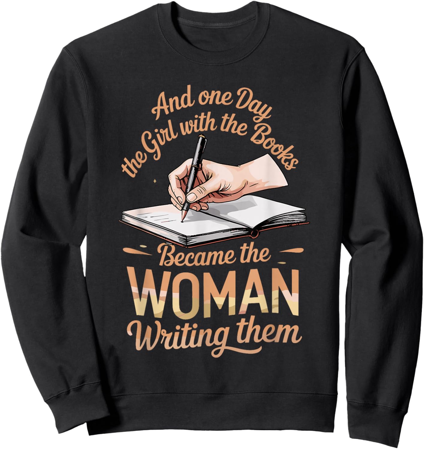 Girl with The Books Writing Poets Journalist Book Writer Sweatshirt - Sweatshirt | Black