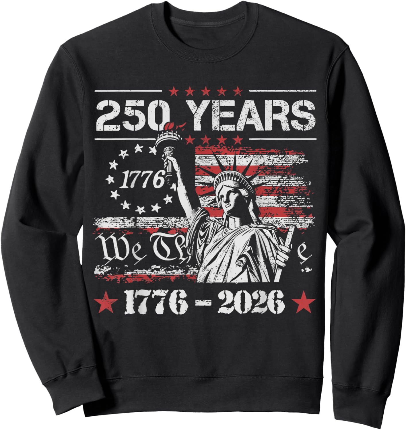 Vintage 250 Years American Flag 250th Birthday USA Sweatshirt - Sweatshirt | Black