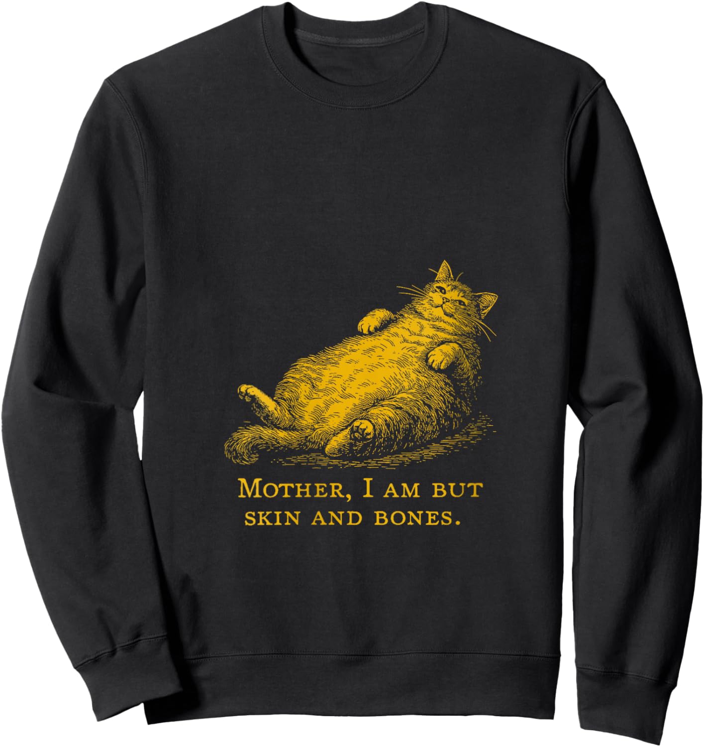 Cat Mother I Am But Skin and Bones Funny Vintage V-Neck Sweatshirt - Sweatshirt | Black