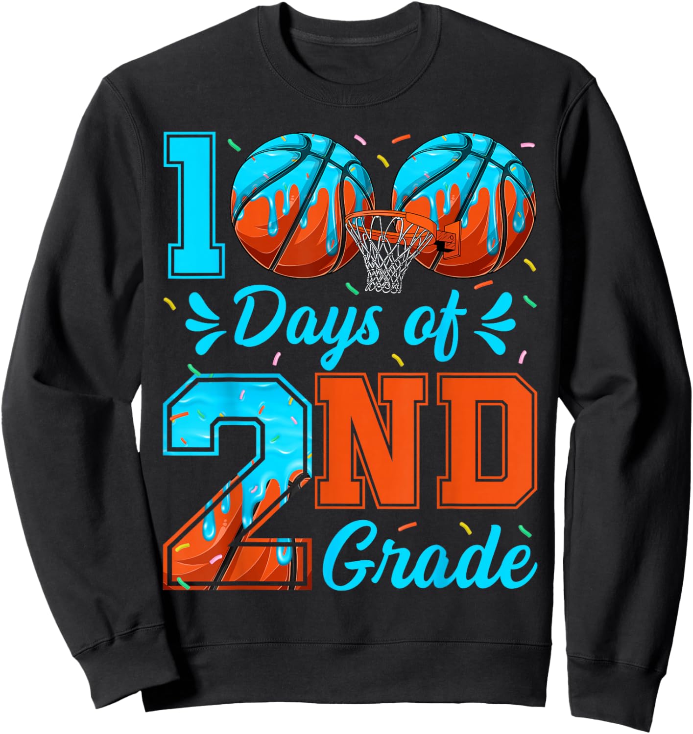 100 Days of 2nd Grade Basketball 100th Day of School Boys Sweatshirt - Sweatshirt | Black