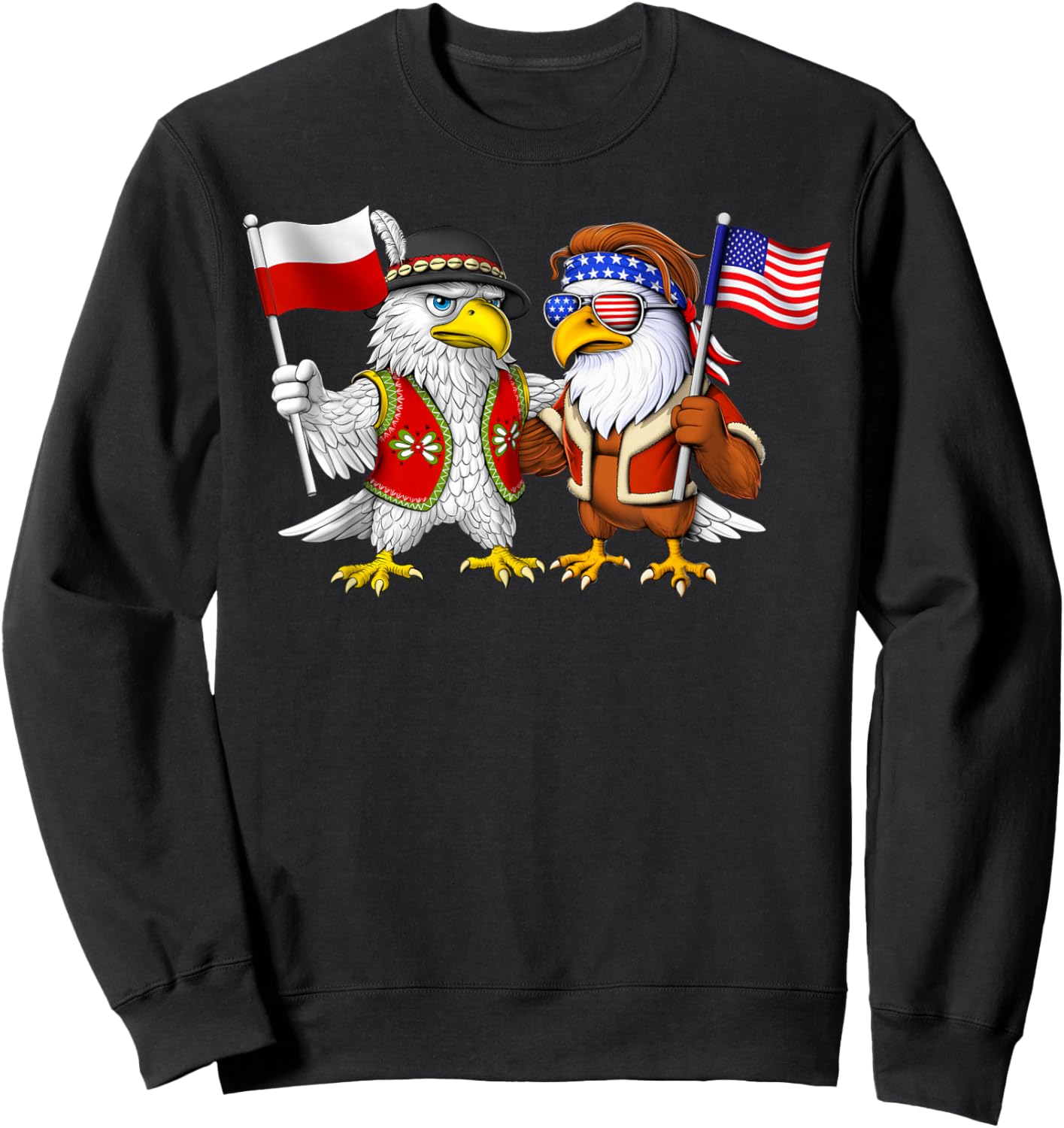 Poland USA Flag Polish American Roots Polish American Sweatshirt - Sweatshirt | Black